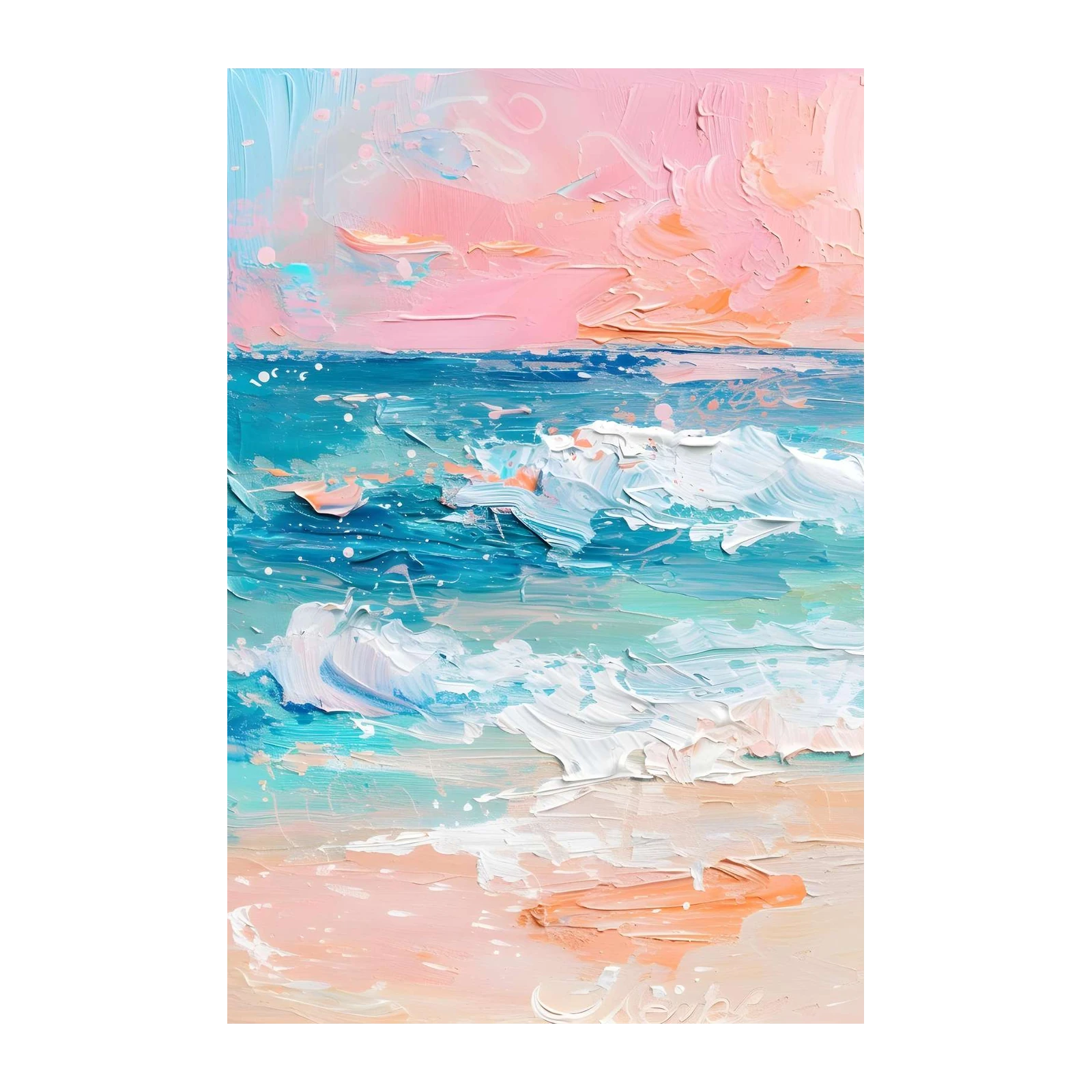 Pastel Ocean Wave Thick Impasto Wall Art