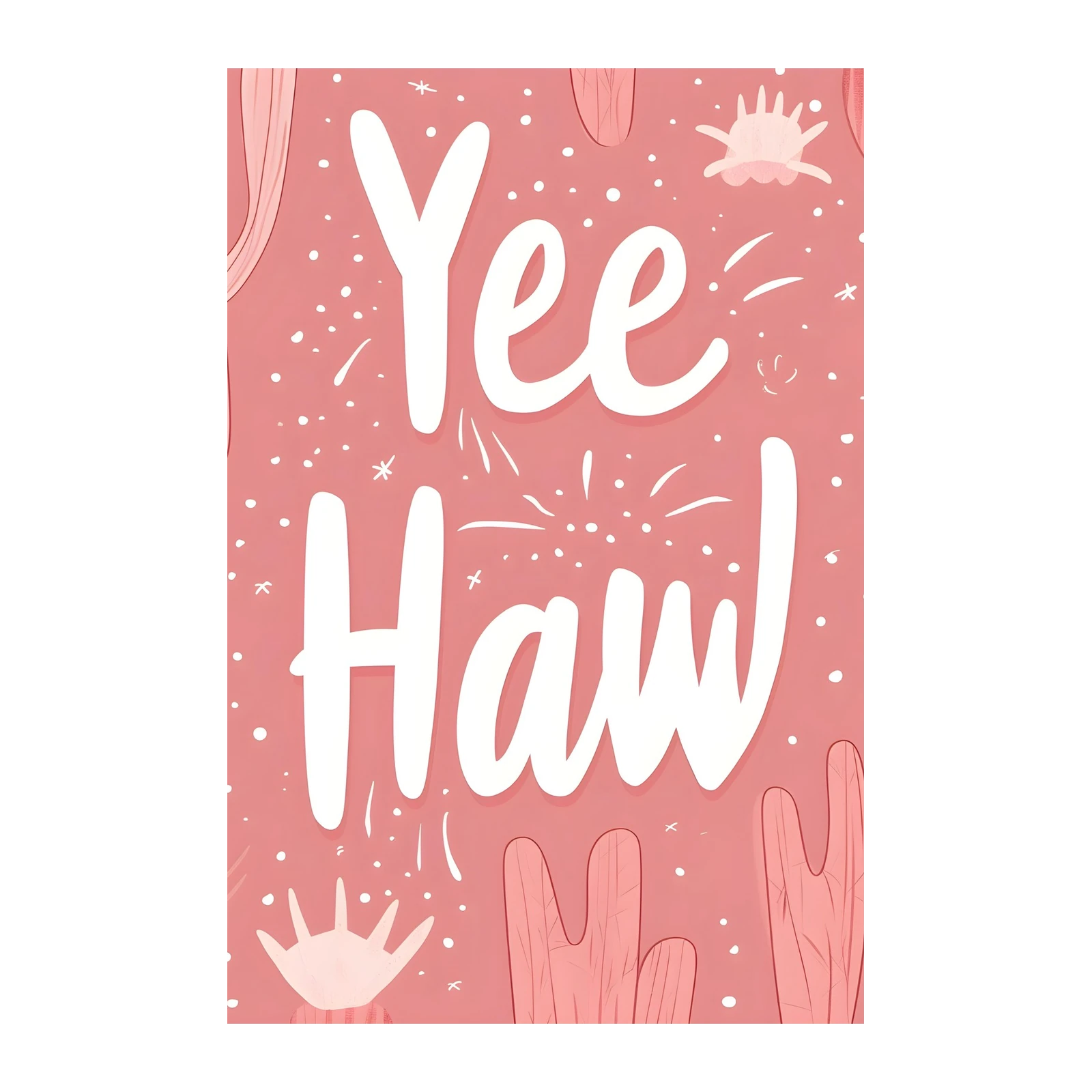 Yee Haw Pink Cactus Wall Art