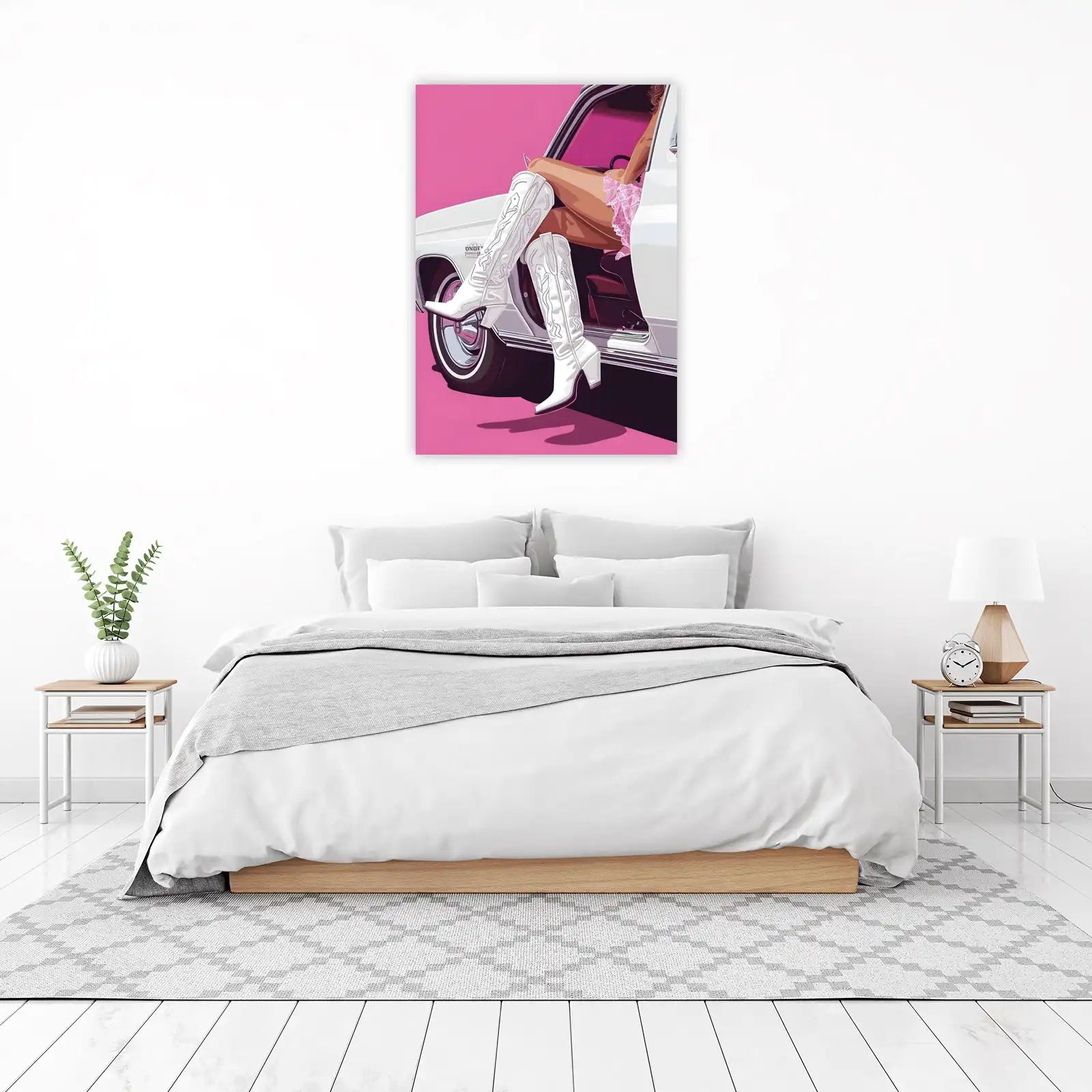 Cowgirl Chic White Boots & Pink Vibes Wall Art