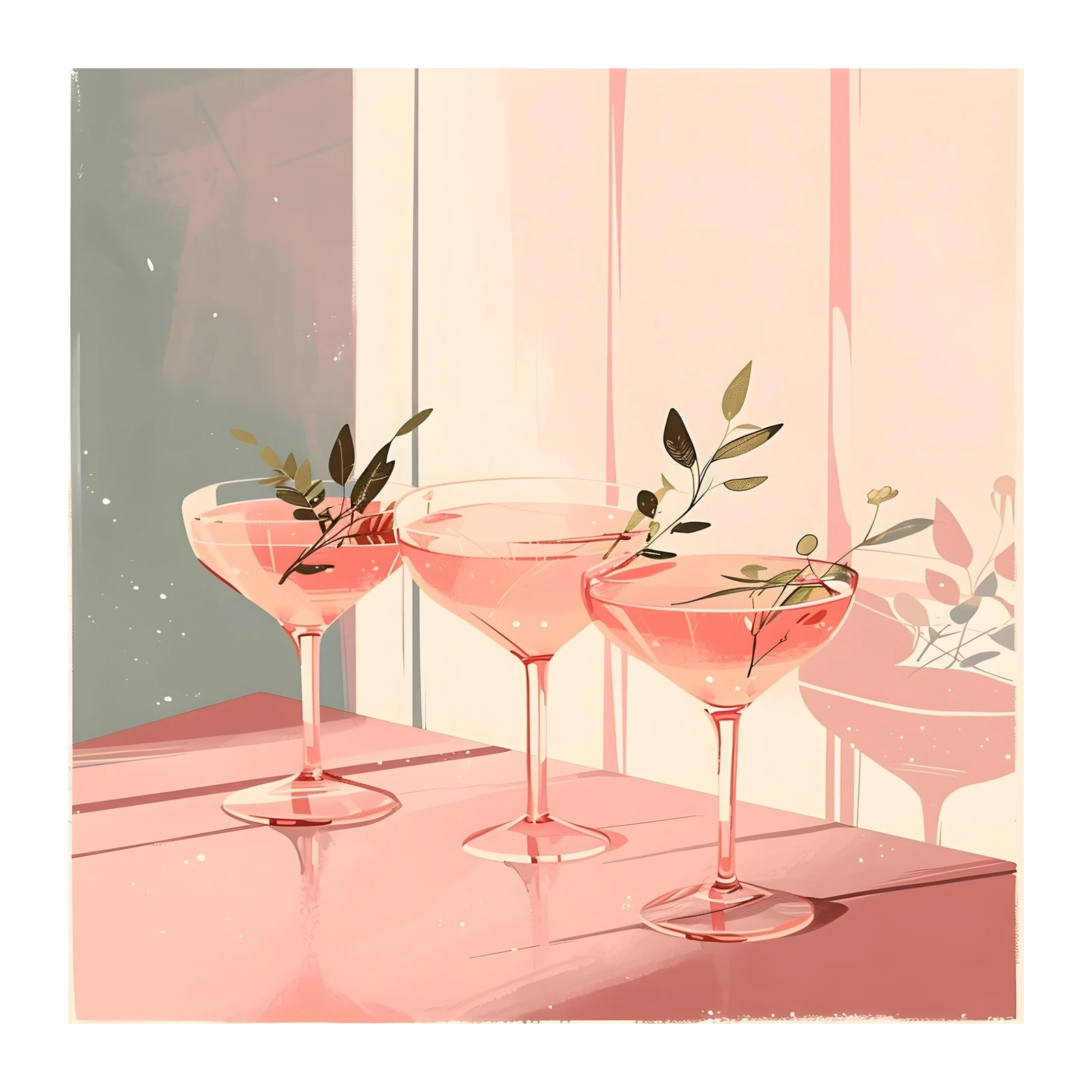 Elegant Pink Cocktail Still Life Wall Art
