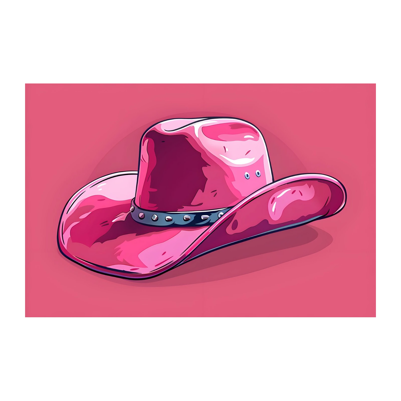 Glamorous Pink Cowboy Hat Pop Art Wall Art