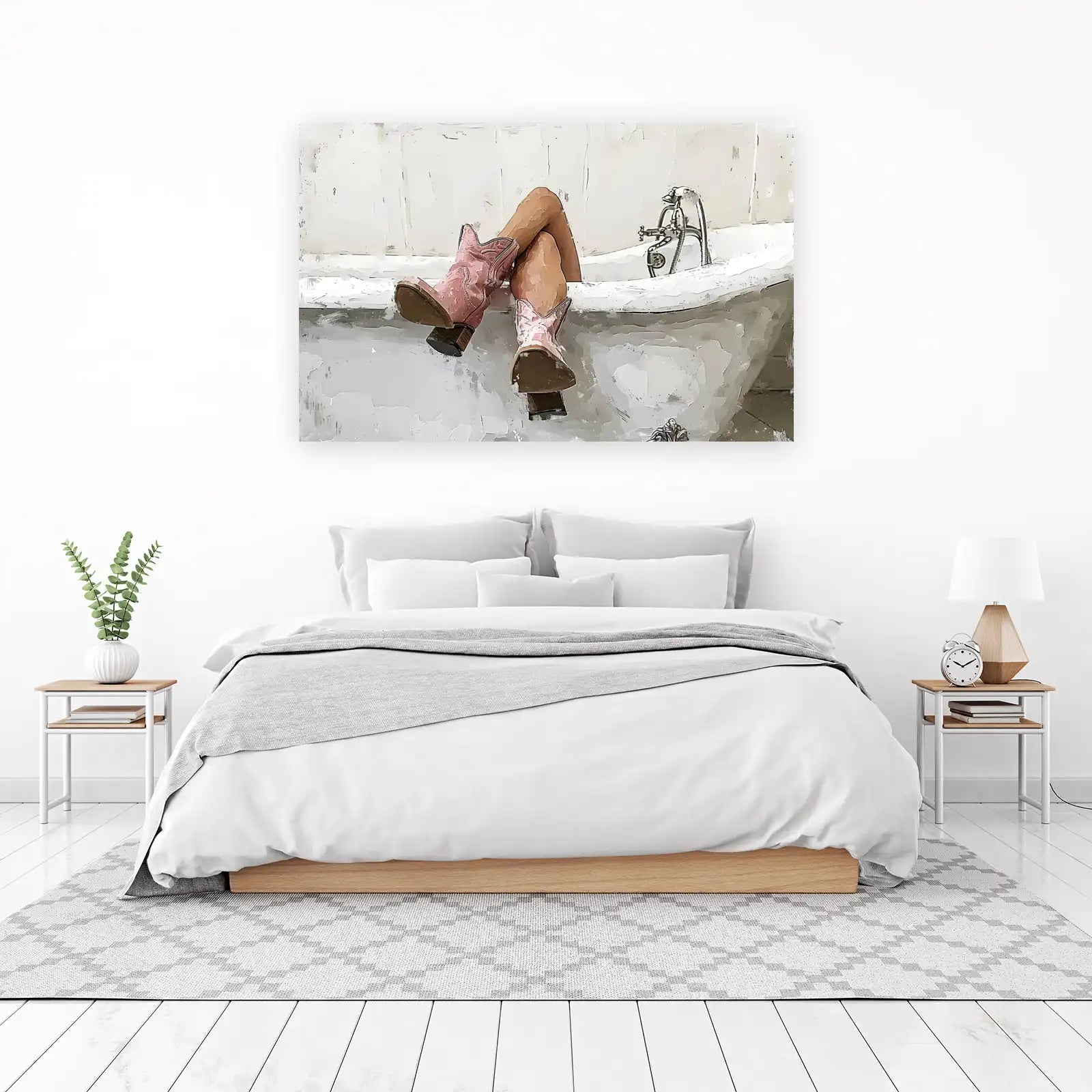 Pink Cowboy Boots Bath Wall Art