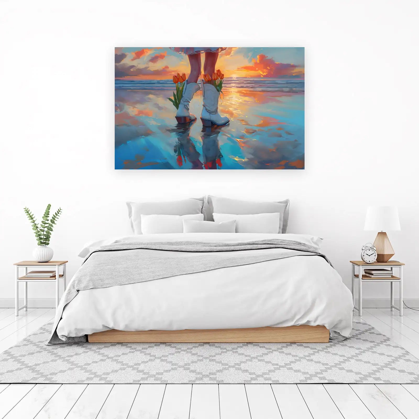Sunset Boots & Tulips Beach Wall Art