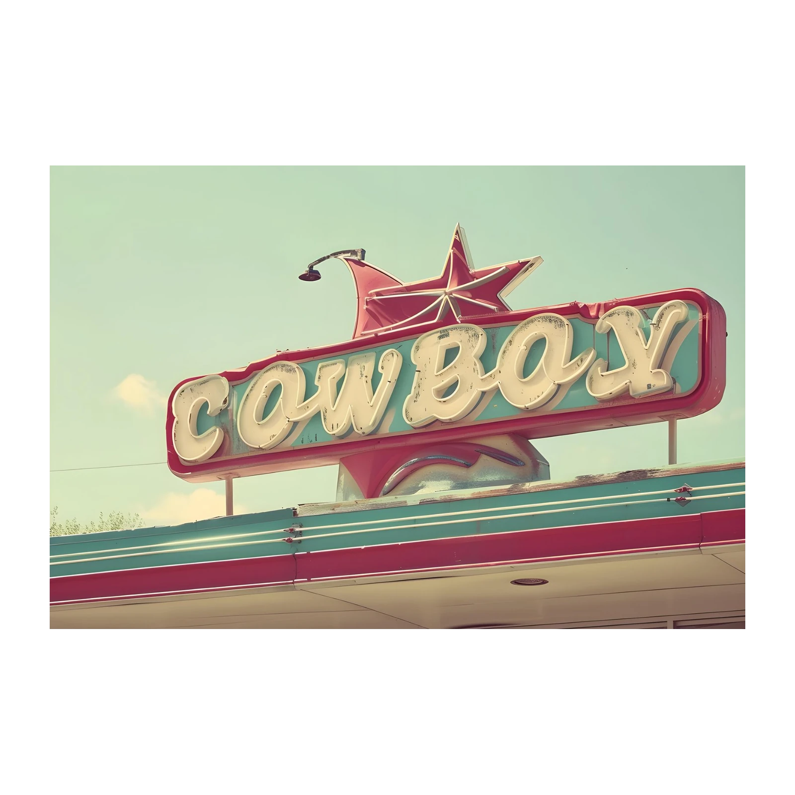 Retro Cowboy Neon Sign Wall Art
