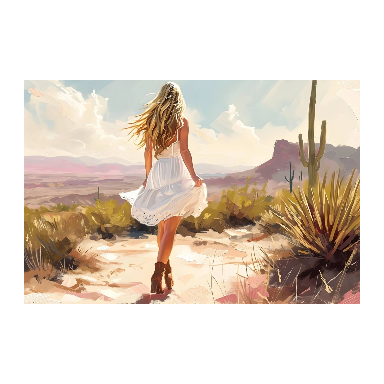 Desert Wanderer White Dress Wall Art