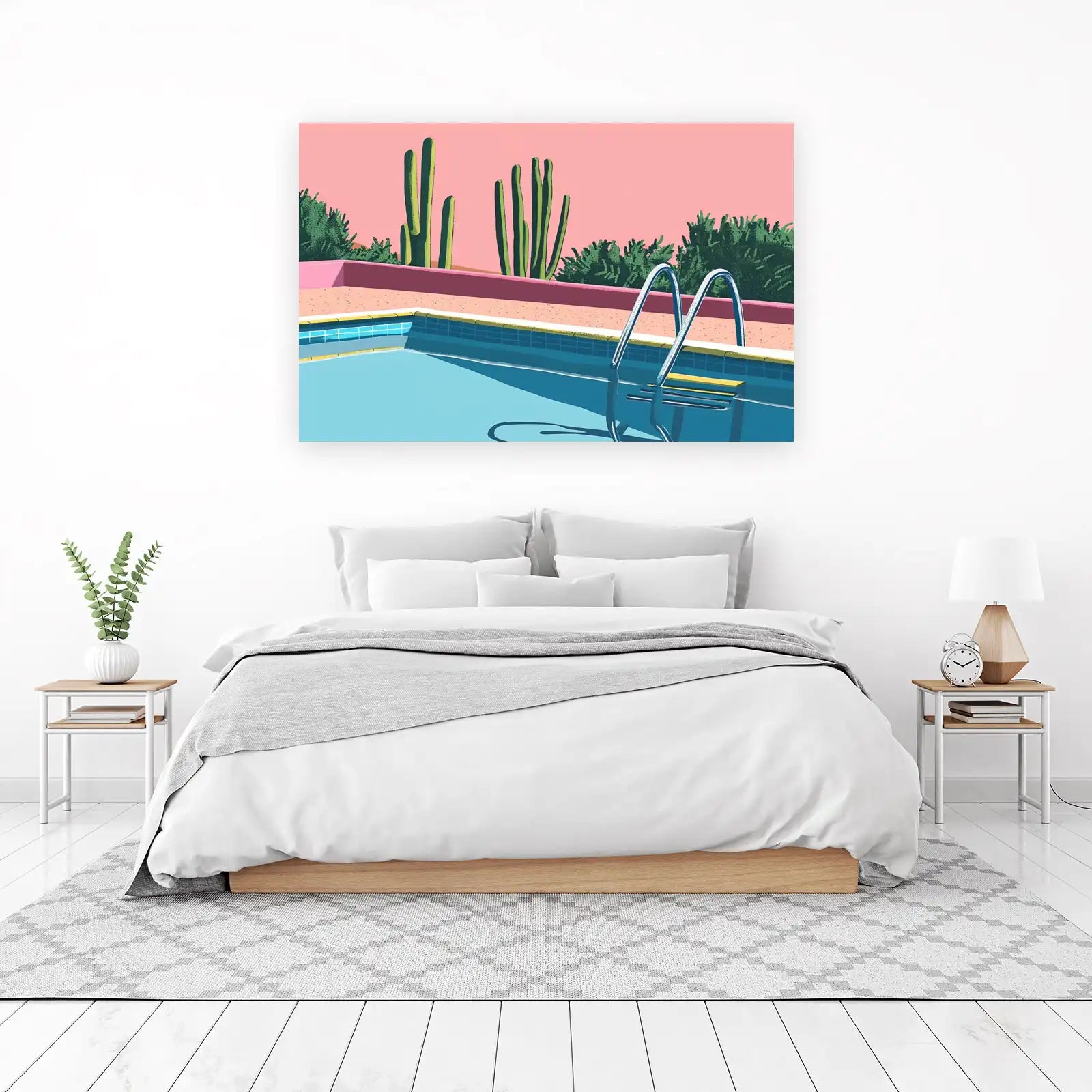 Retro Desert Pool Saguaro Cactus Wall Art