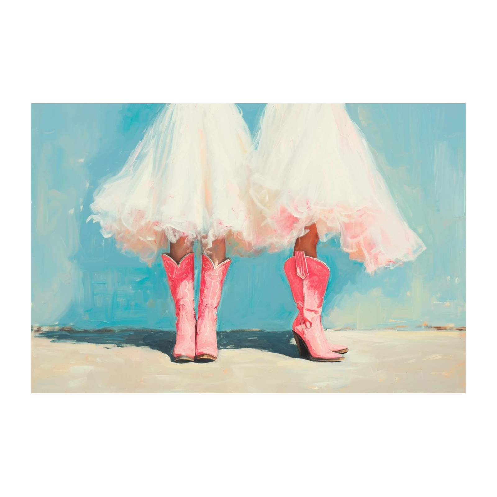 Pink Cowgirl Boots & Tutu Chic Wall Art