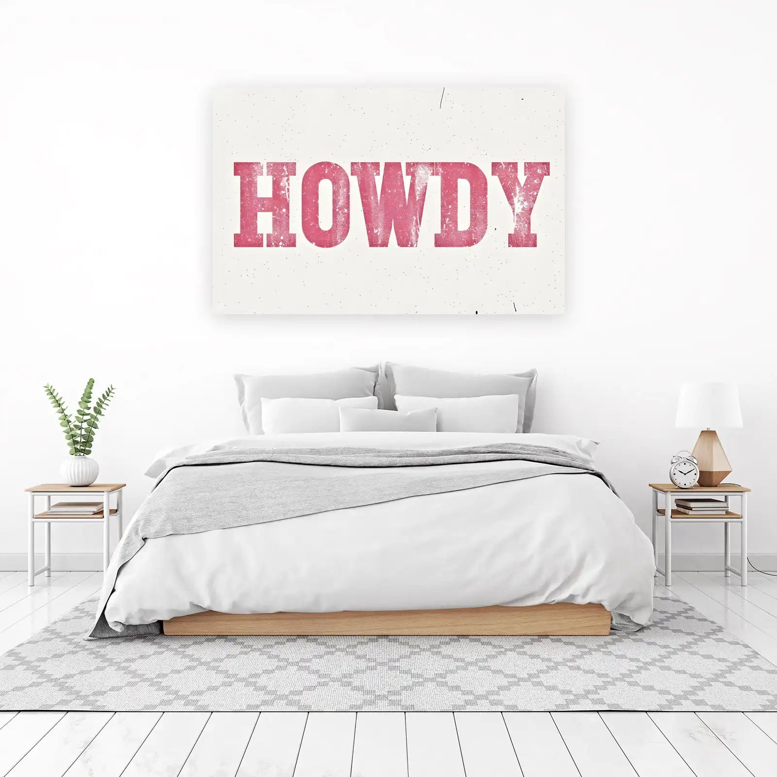 Rustic Pink "Howdy" Retro Distressed Wall Art
