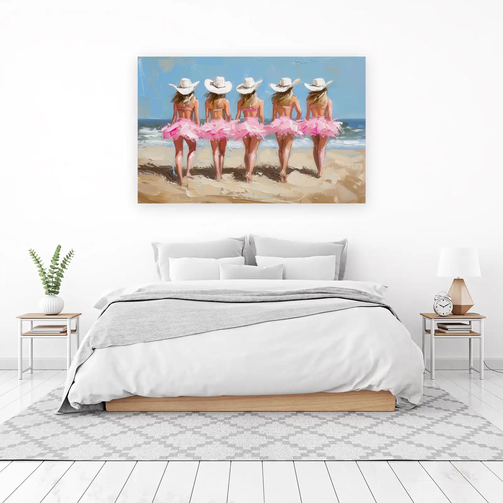 Beach Ballerinas White Cowboy Hats Pink Tutus Wall Art