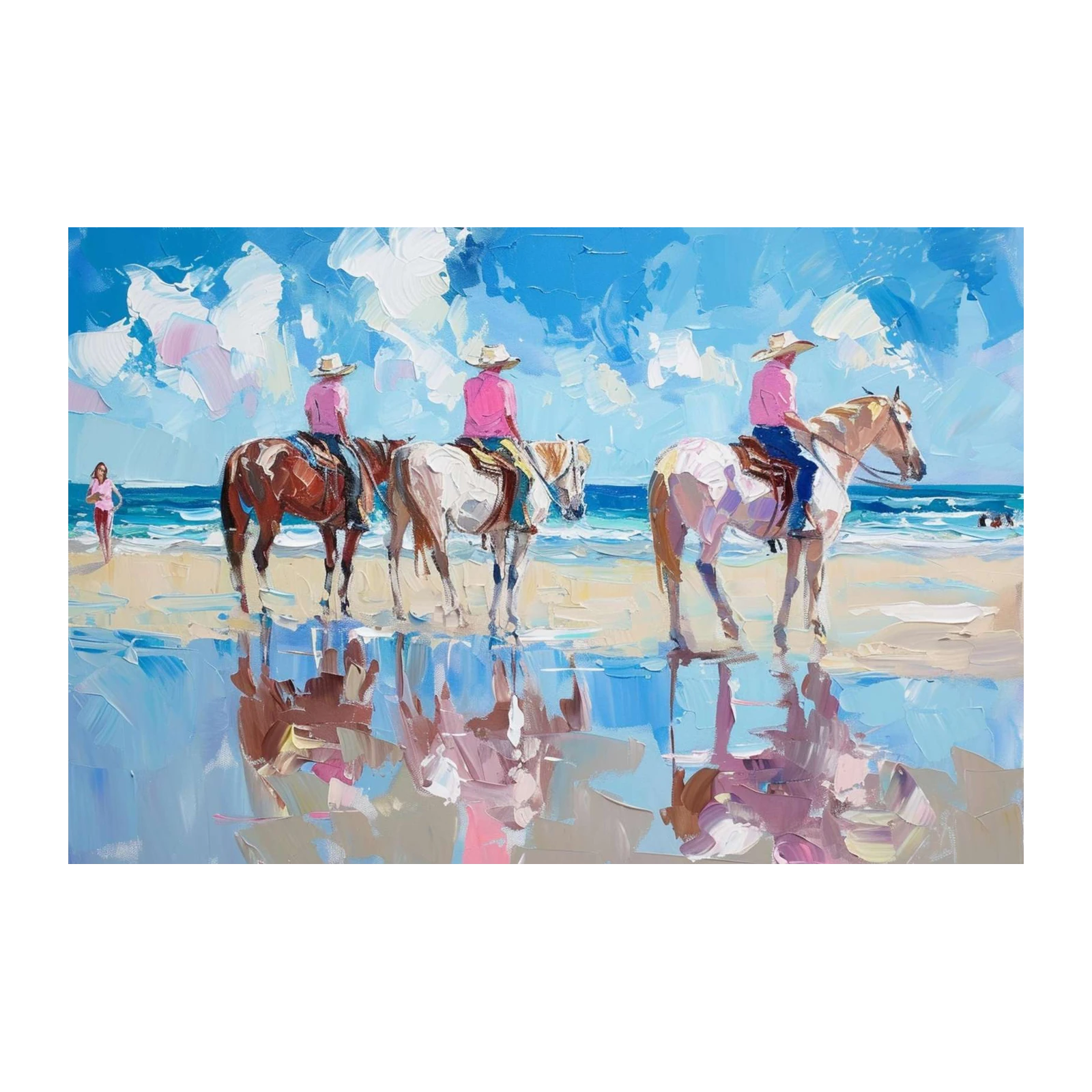 Beach Horse Riding Impressionist Wall Art