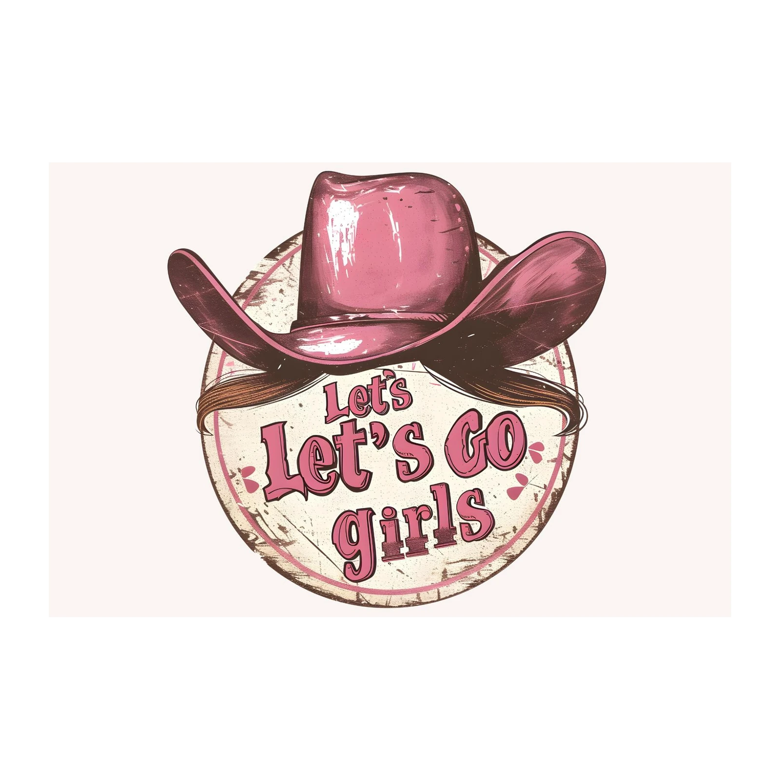 Let's Go Girls Pink Cowboy Hat Wall Art