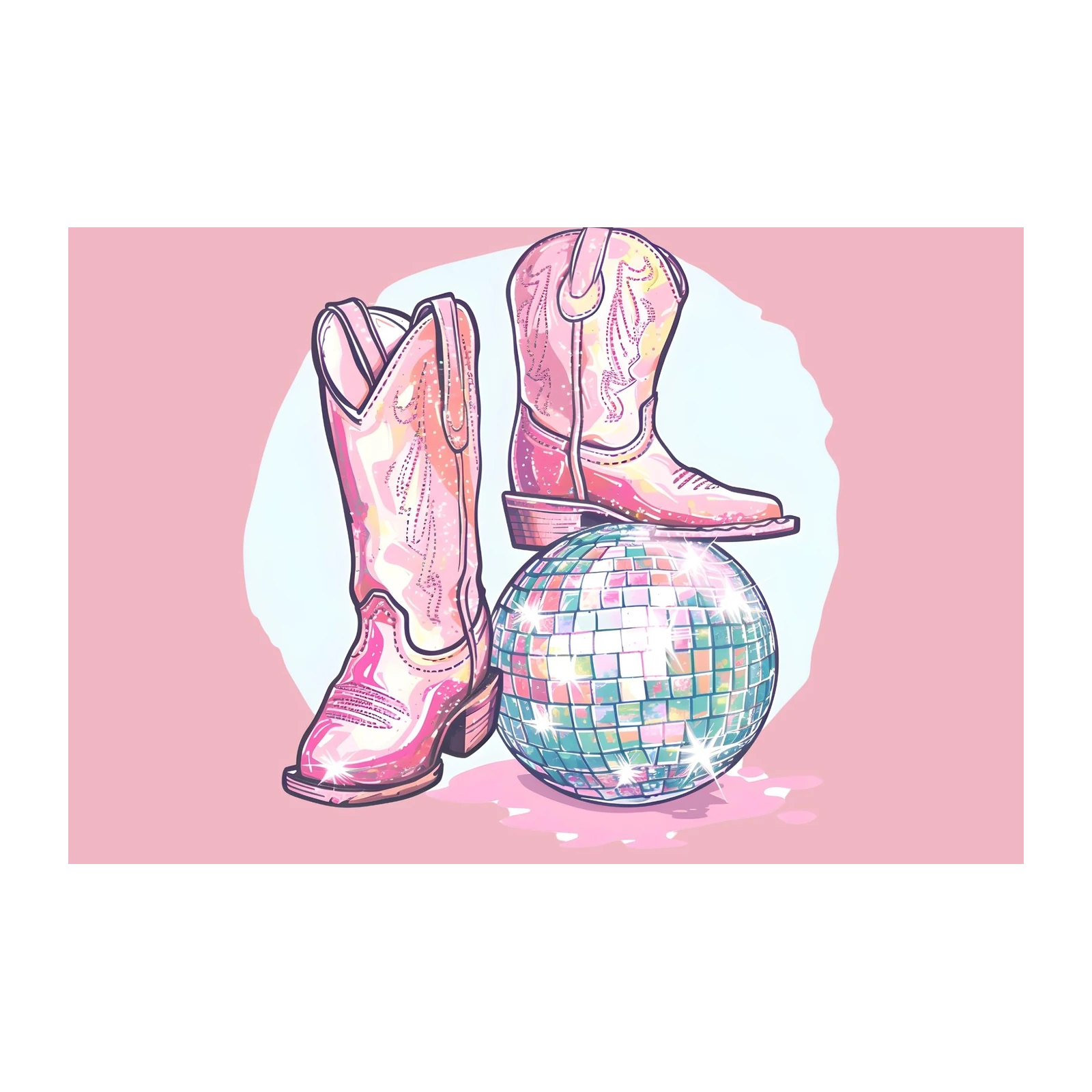Pink Disco Boots & Ball Wall Art