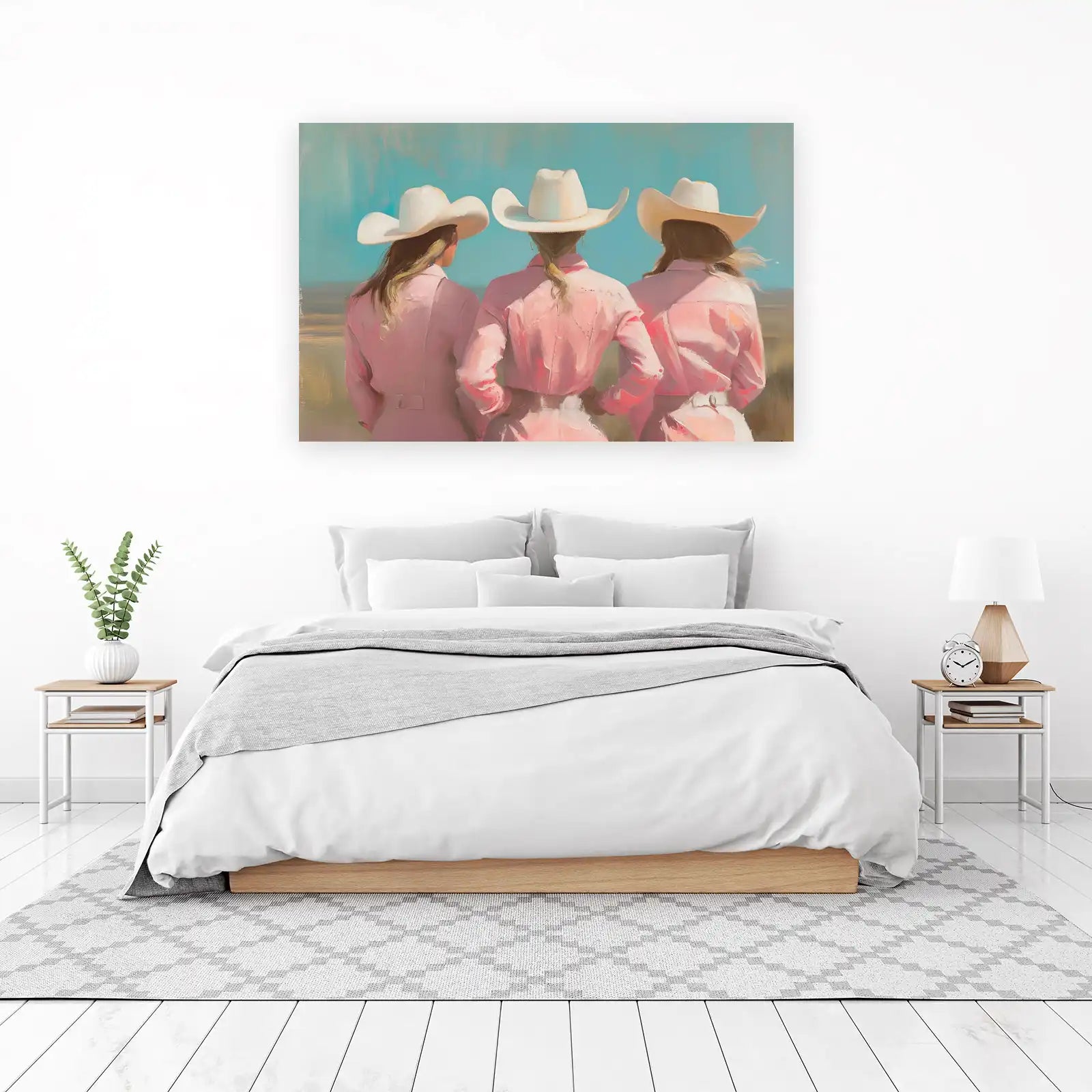 Pink Cowgirl Trio Western Aesthetic Wall Art