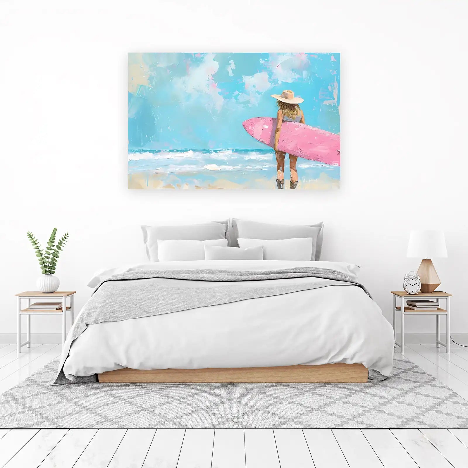 Coastal Breeze Pink Surfboard Wall Art