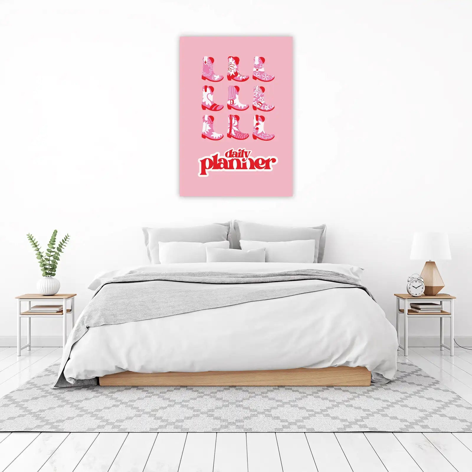 Pink Cowgirl Boots Pattern Wall Art