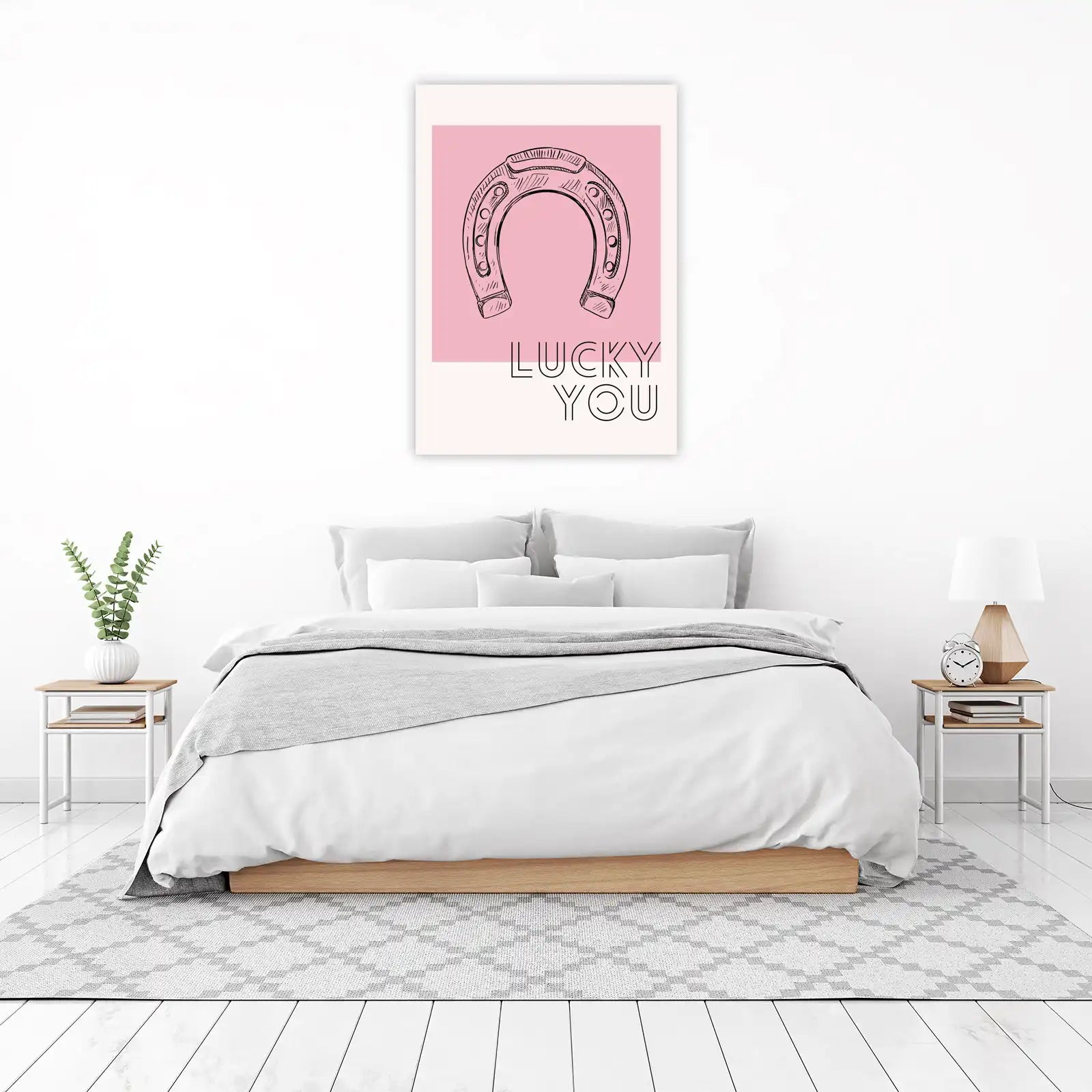 Lucky Horseshoe Minimalist Pink Wall Art