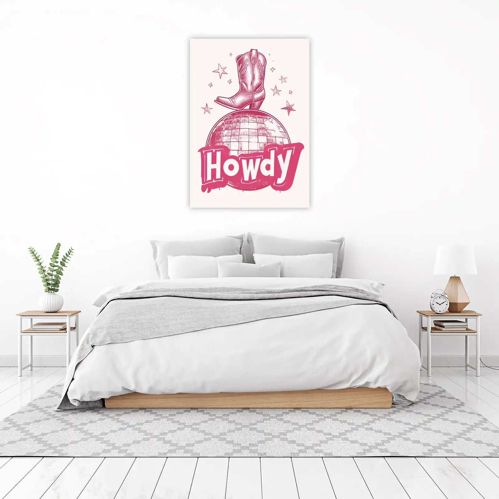 Retro Cowboy Boot Disco Ball Howdy Wall Art
