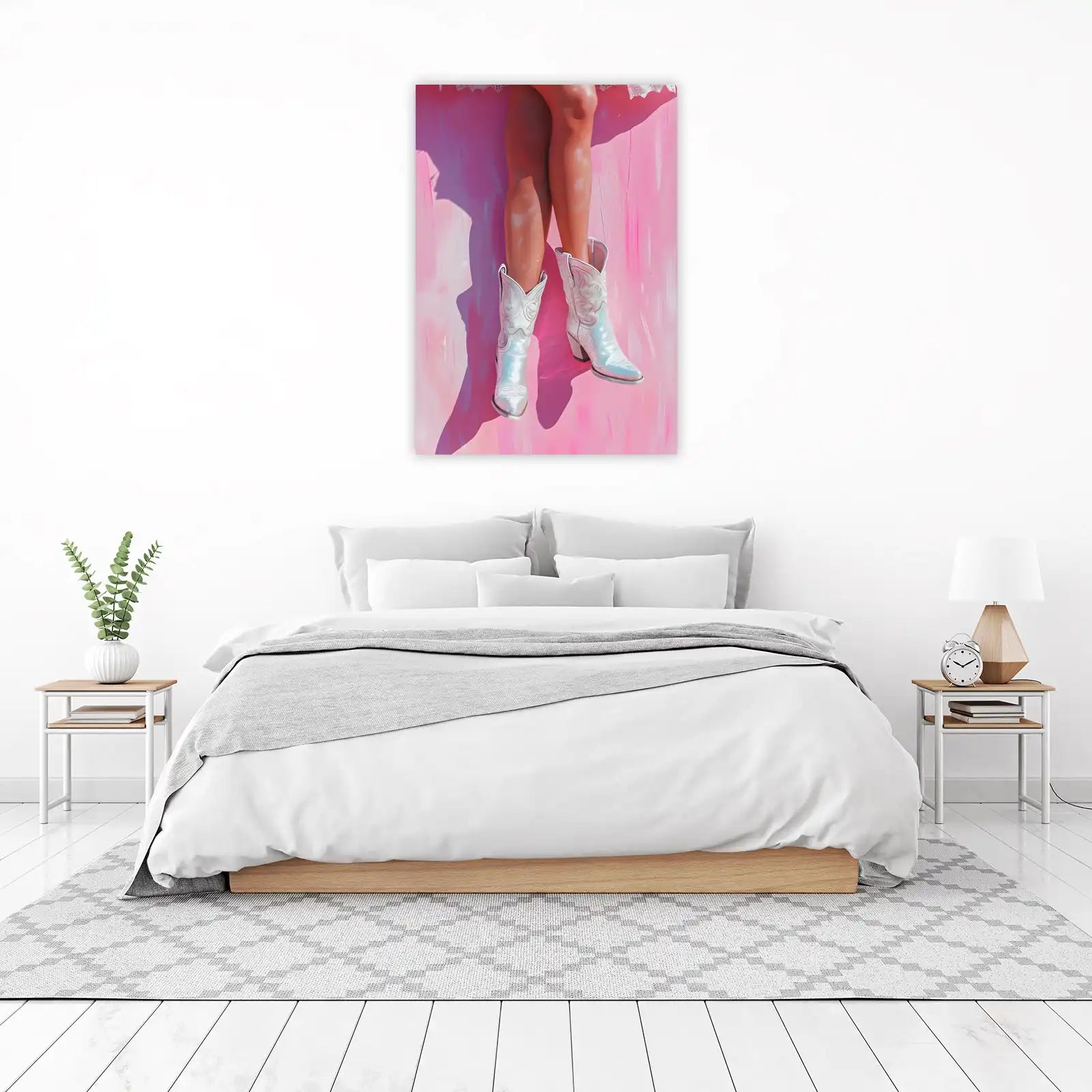 Sparkling Cowboy Boots Pink Aura Wall Art