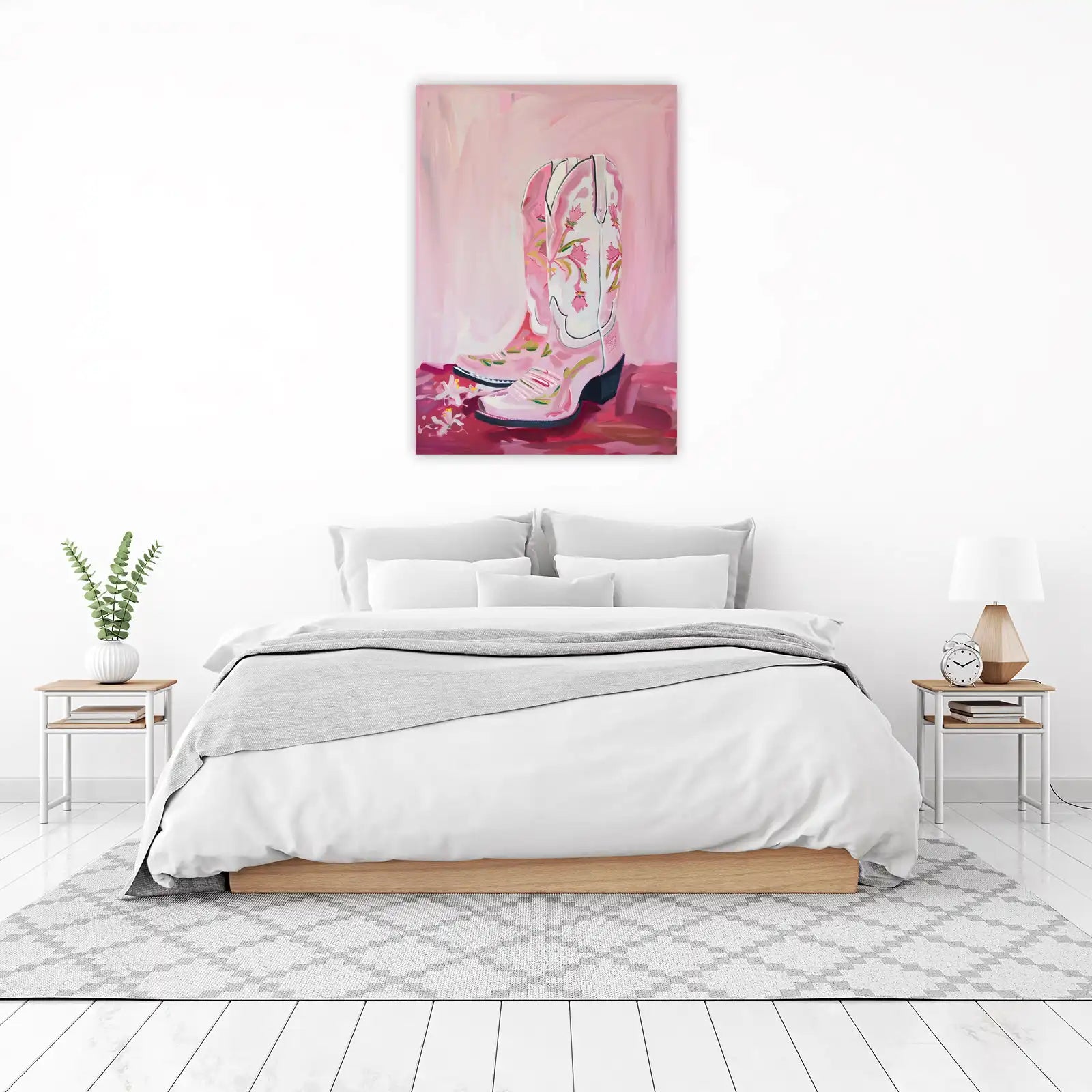 Pink Floral Cowboy Boots Wall Art