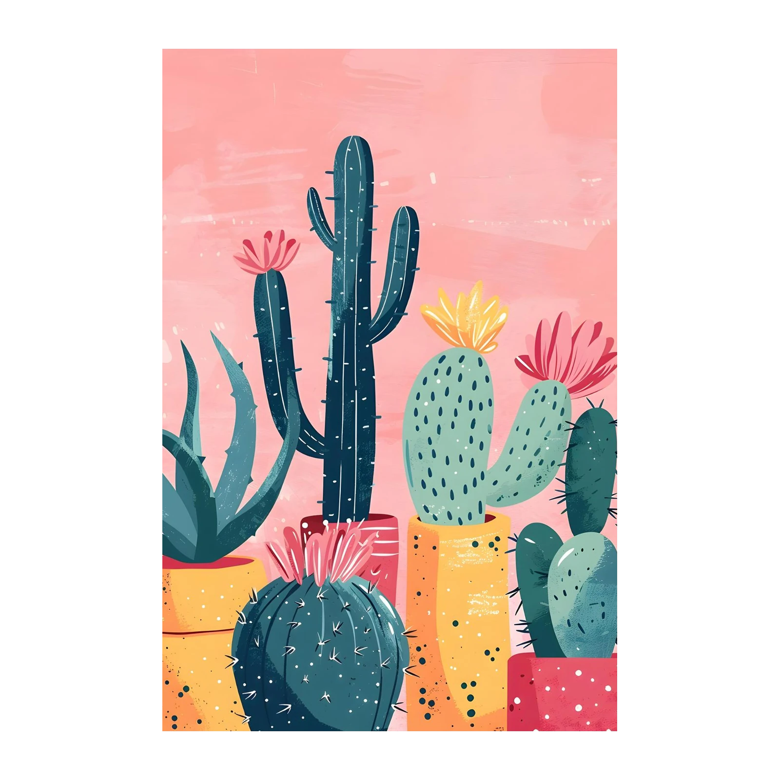 Whimsical Cactus Garden Wall Art