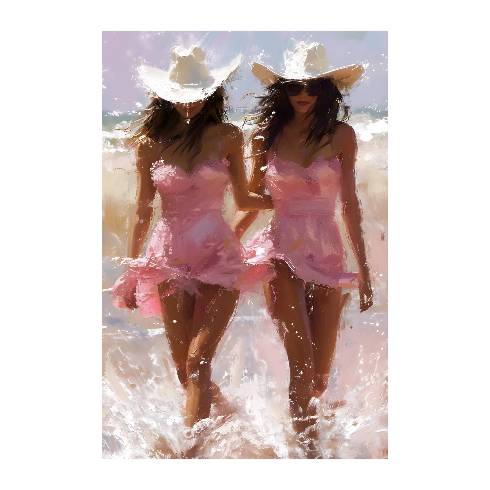 Summer Beach Vibes Pink Dresses Wall Art