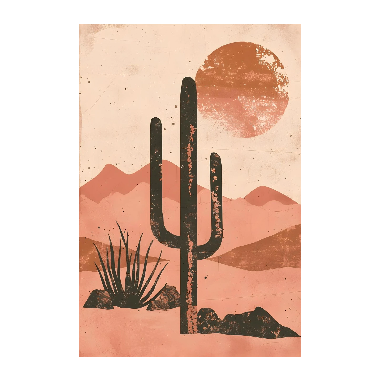 Bohemian Desert Cactus Sunset Wall Art