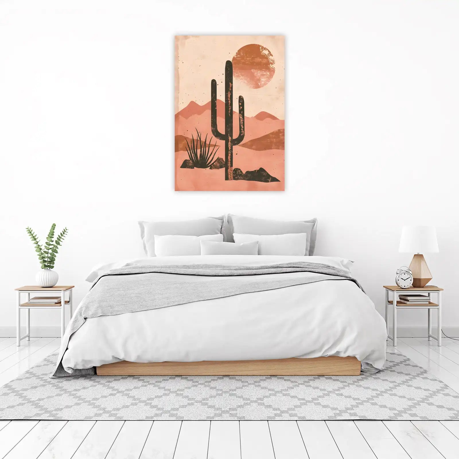 Bohemian Desert Cactus Sunset Wall Art