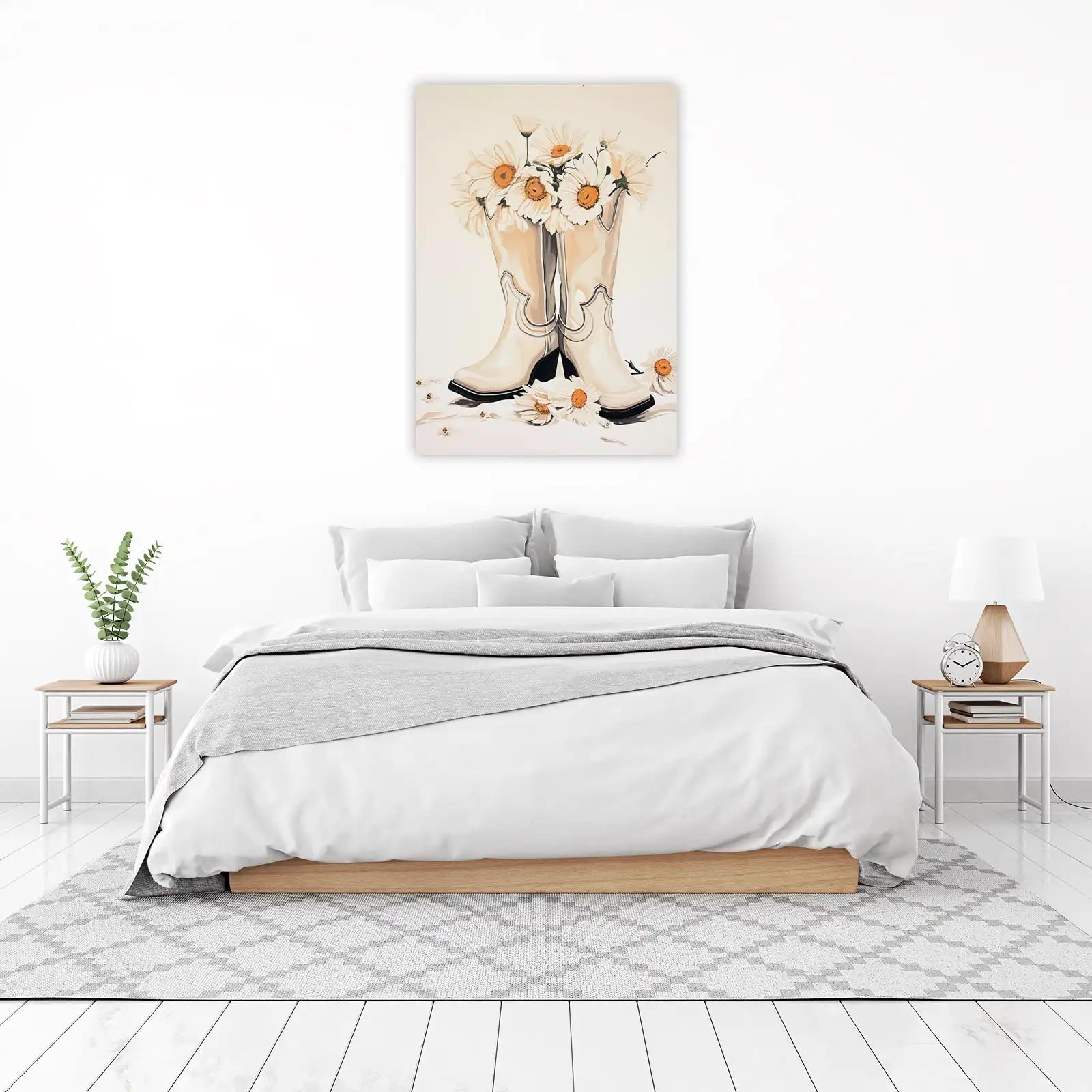 Daisy Boots Chic Western Wall Art