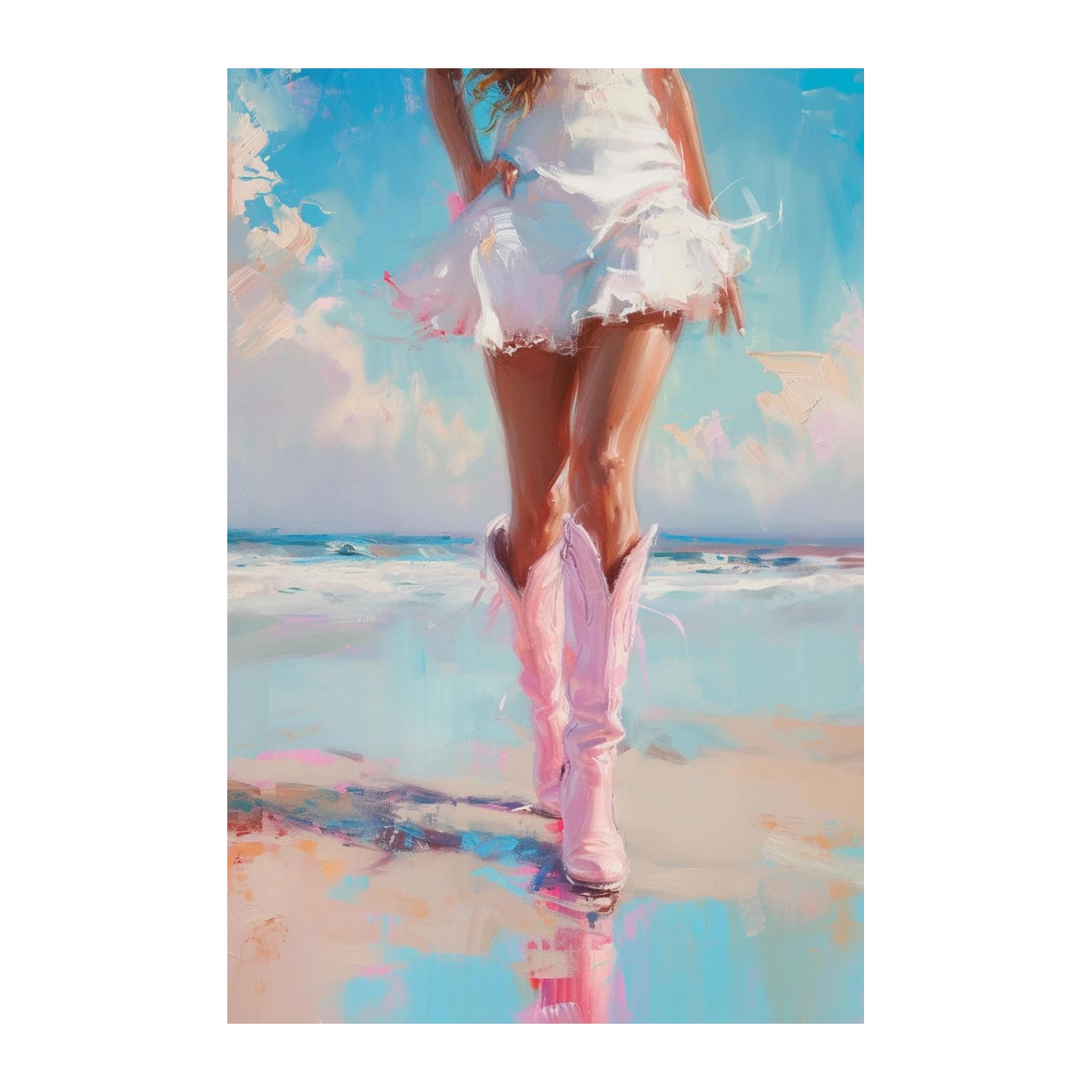 Beach Vibes Pink Boots Wall Art