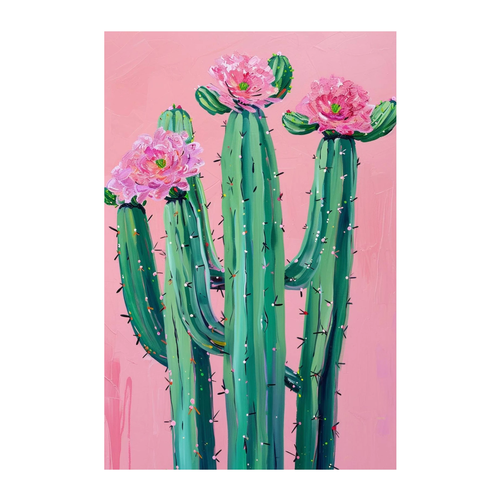 Vibrant Floral Cactus Desert Vibes Wall Art