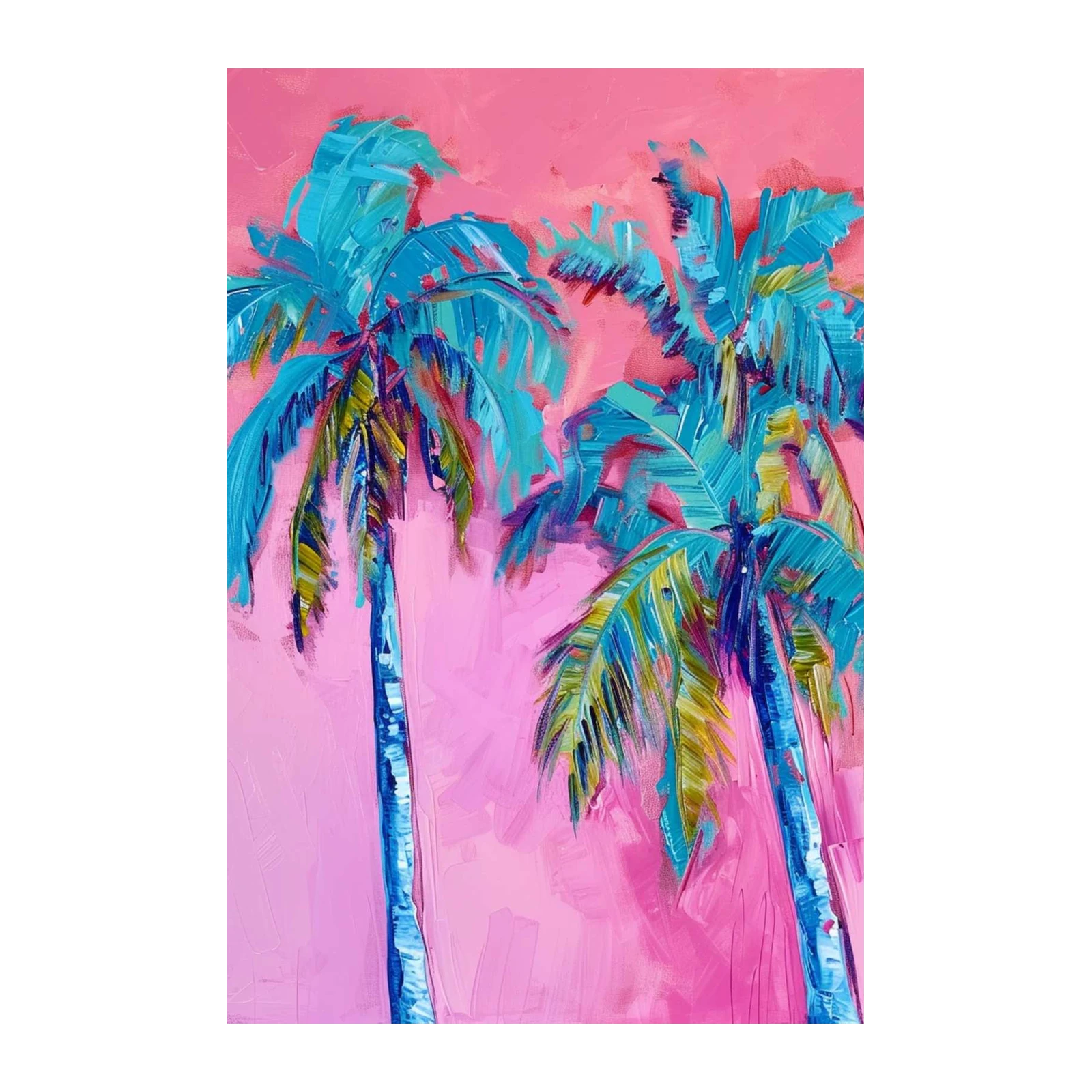 Vibrant Palm Trees Tropical Pink Wall Art