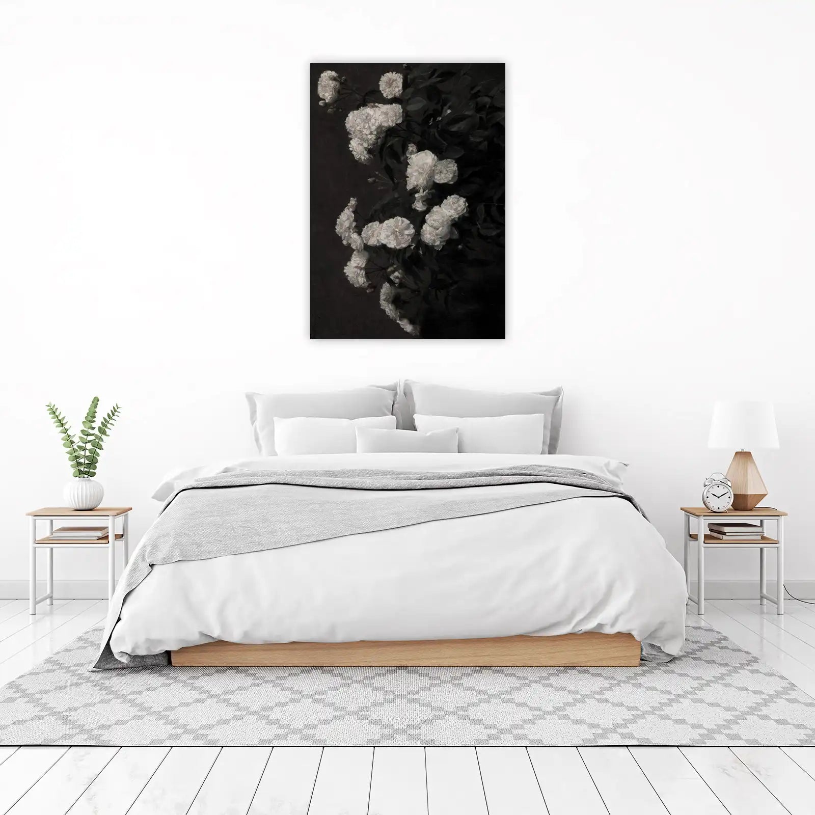 Vintage White Roses Botanical Art Wall Art