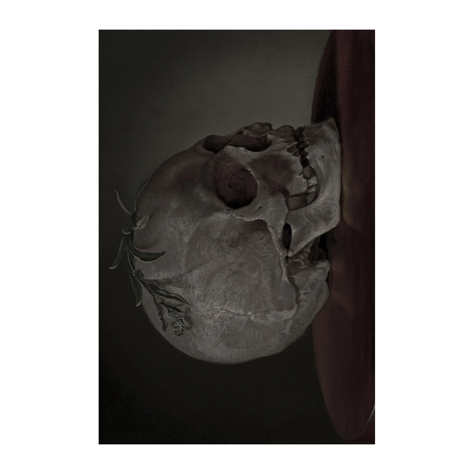 Mournful Skull with Laurel Botanical Wall Art