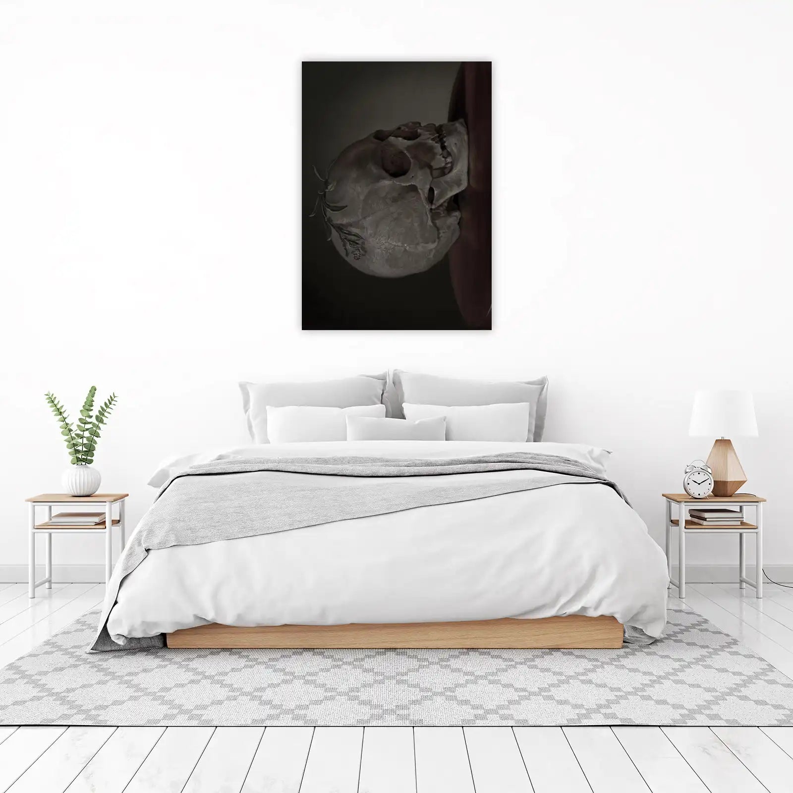Mournful Skull with Laurel Botanical Wall Art