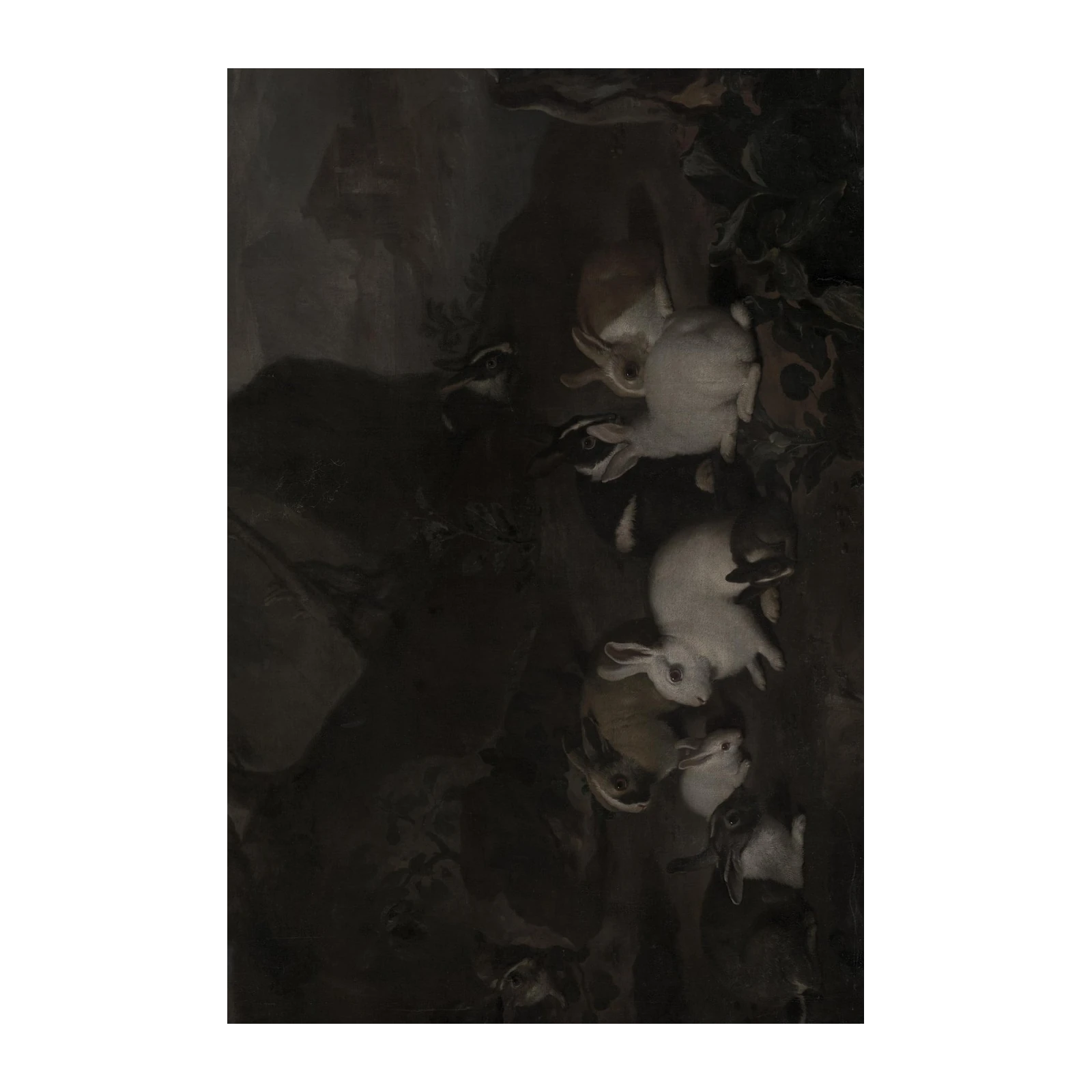 Enchanting Rabbits in Dark Woodland Wall Art