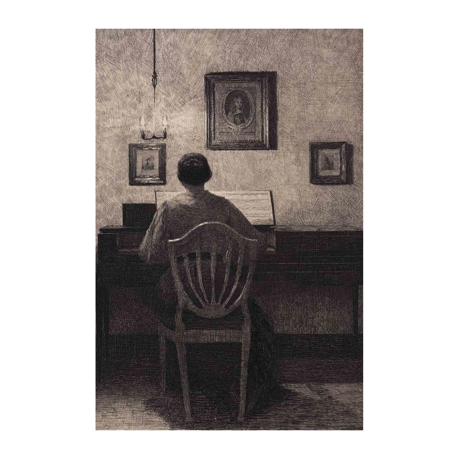 Serene Pianist Vintage Art Wall Art