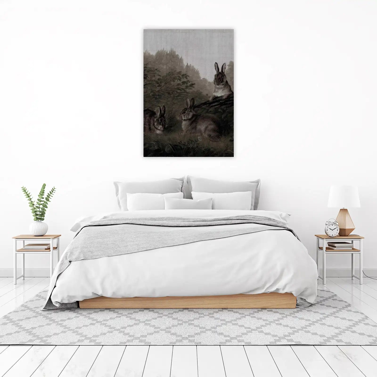 Enchanting Rabbit Woodland Scene Wall Art
