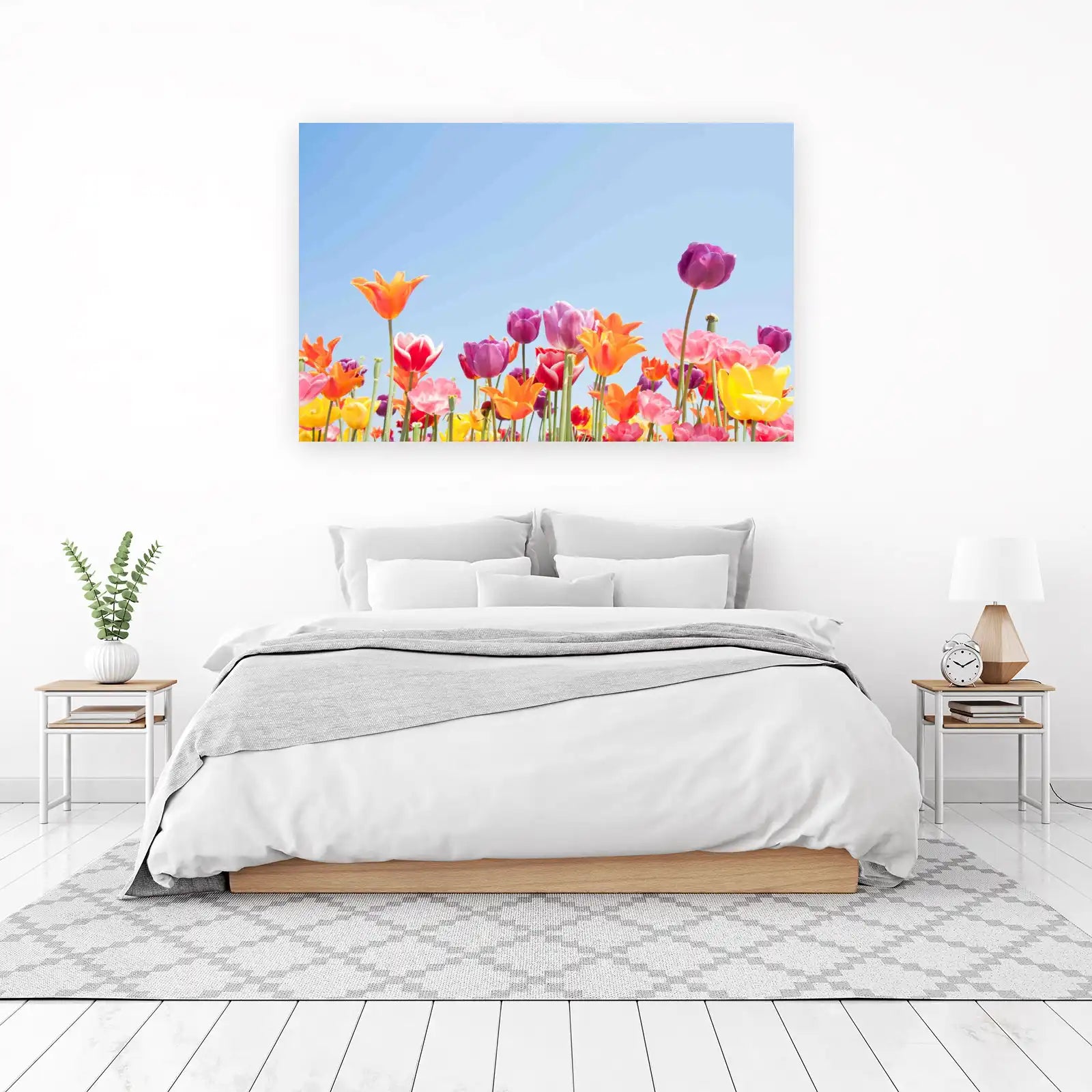 Vibrant Tulip Garden Sky Wall Art