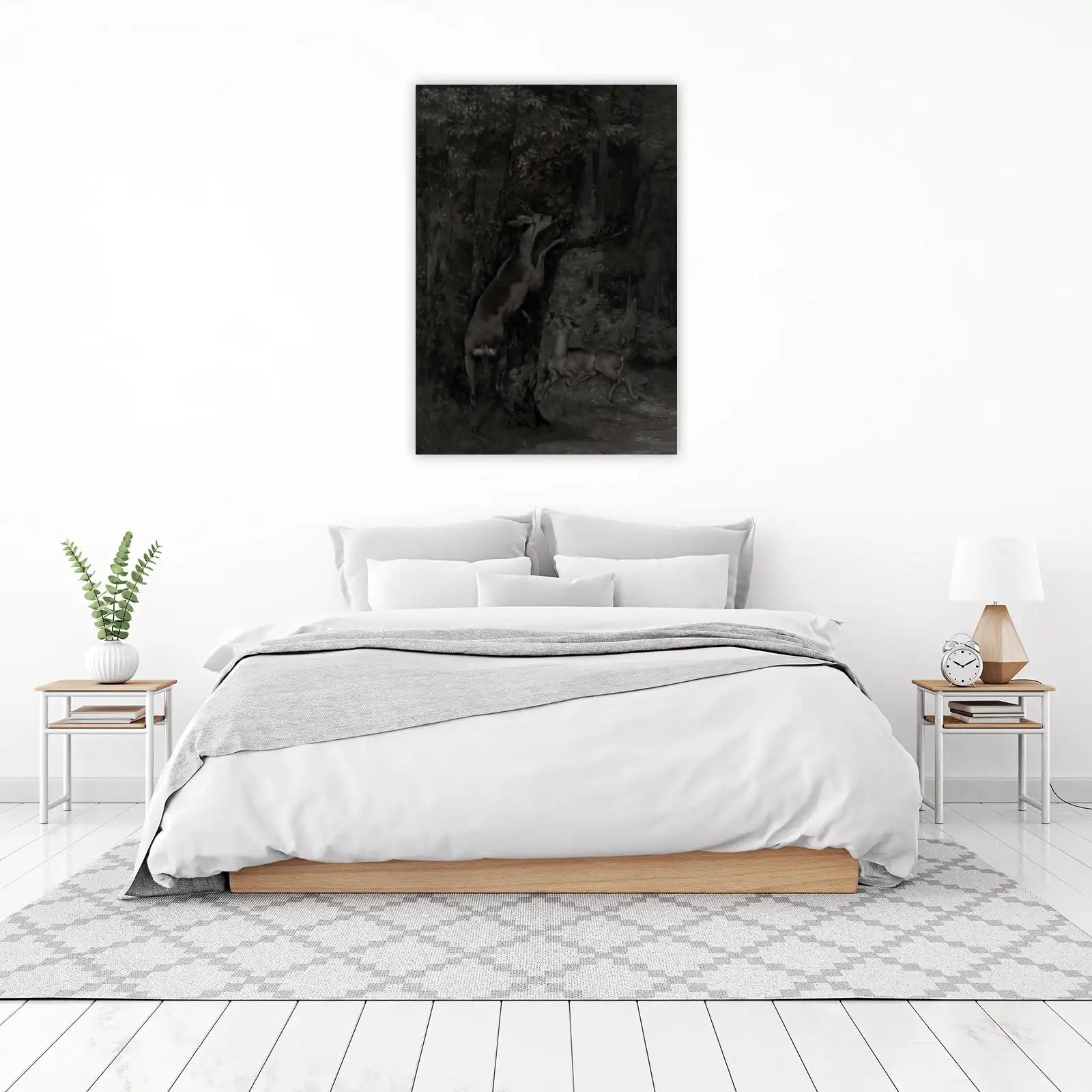 Mysterious Forest Deer Duo Wall Art