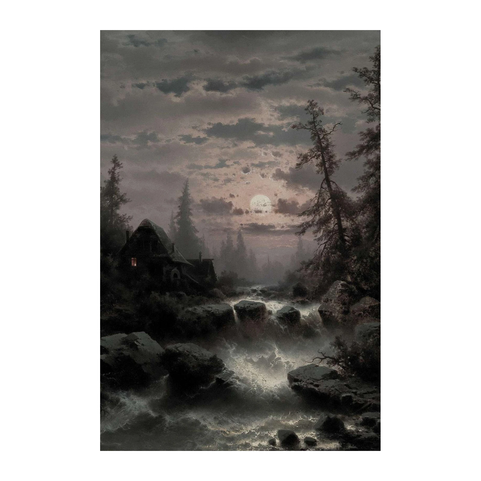 Moonlit Mill Serenity Landscape Wall Art