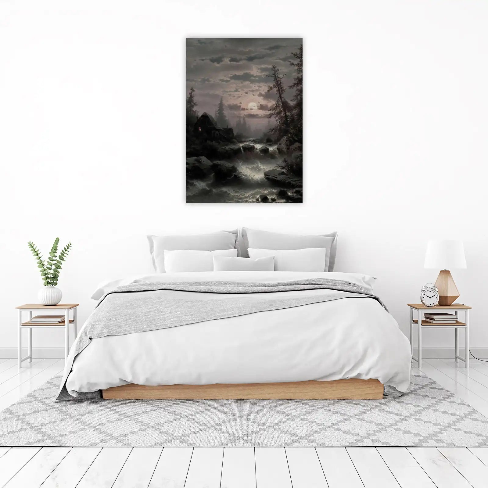 Moonlit Mill Serenity Landscape Wall Art