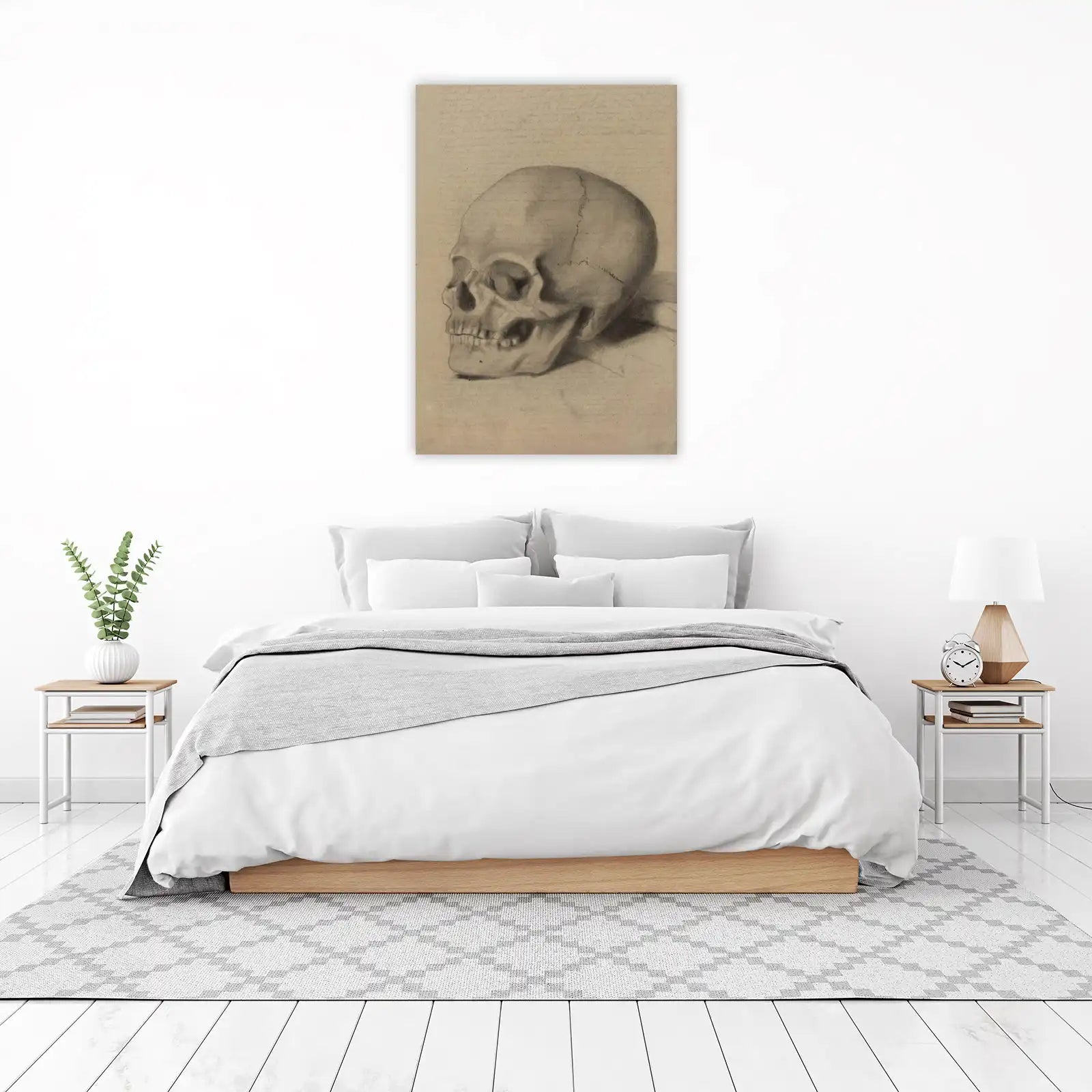 Vintage Skull Graphite Sketch Wall Art