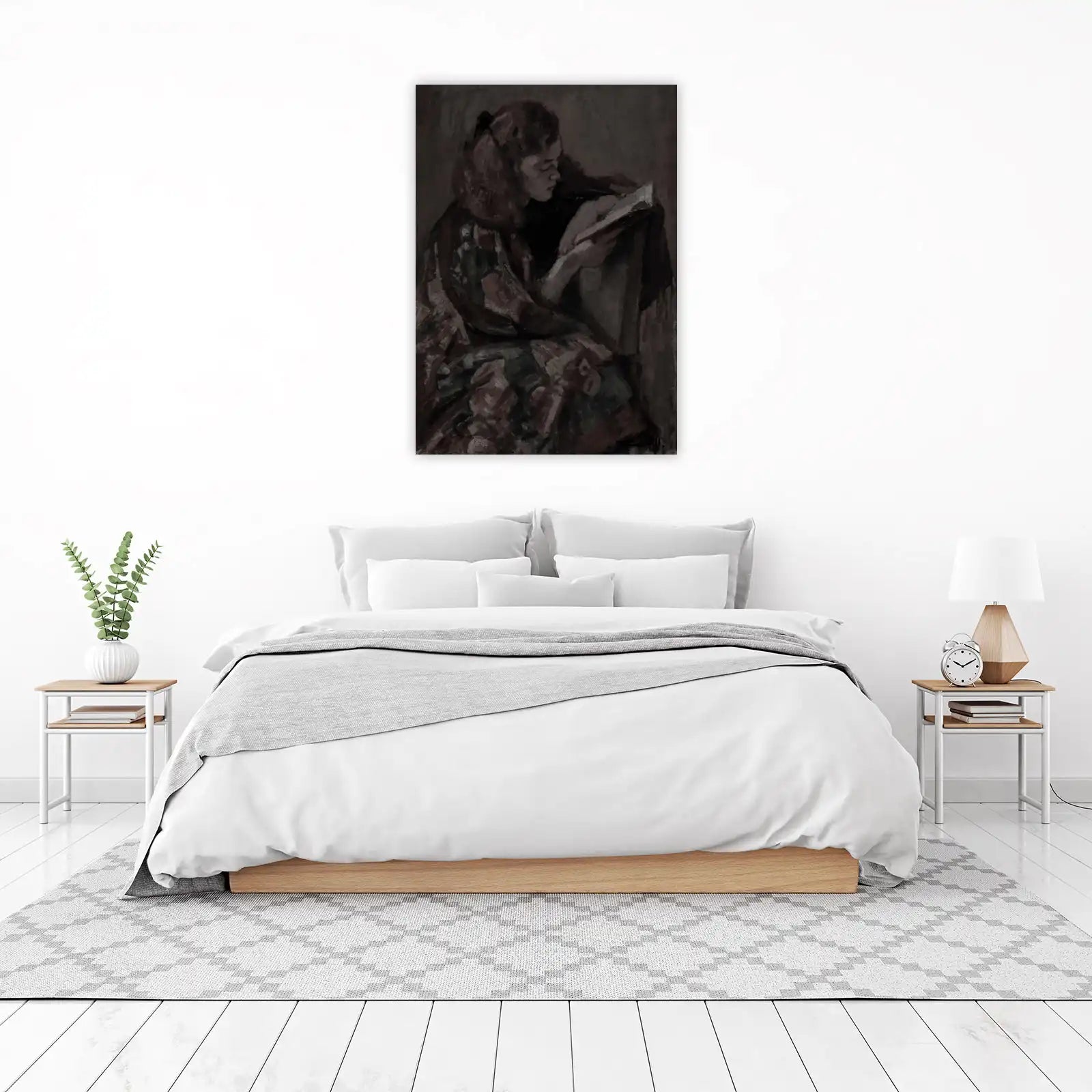 Vintage Reading Woman Dark Academia Wall Art