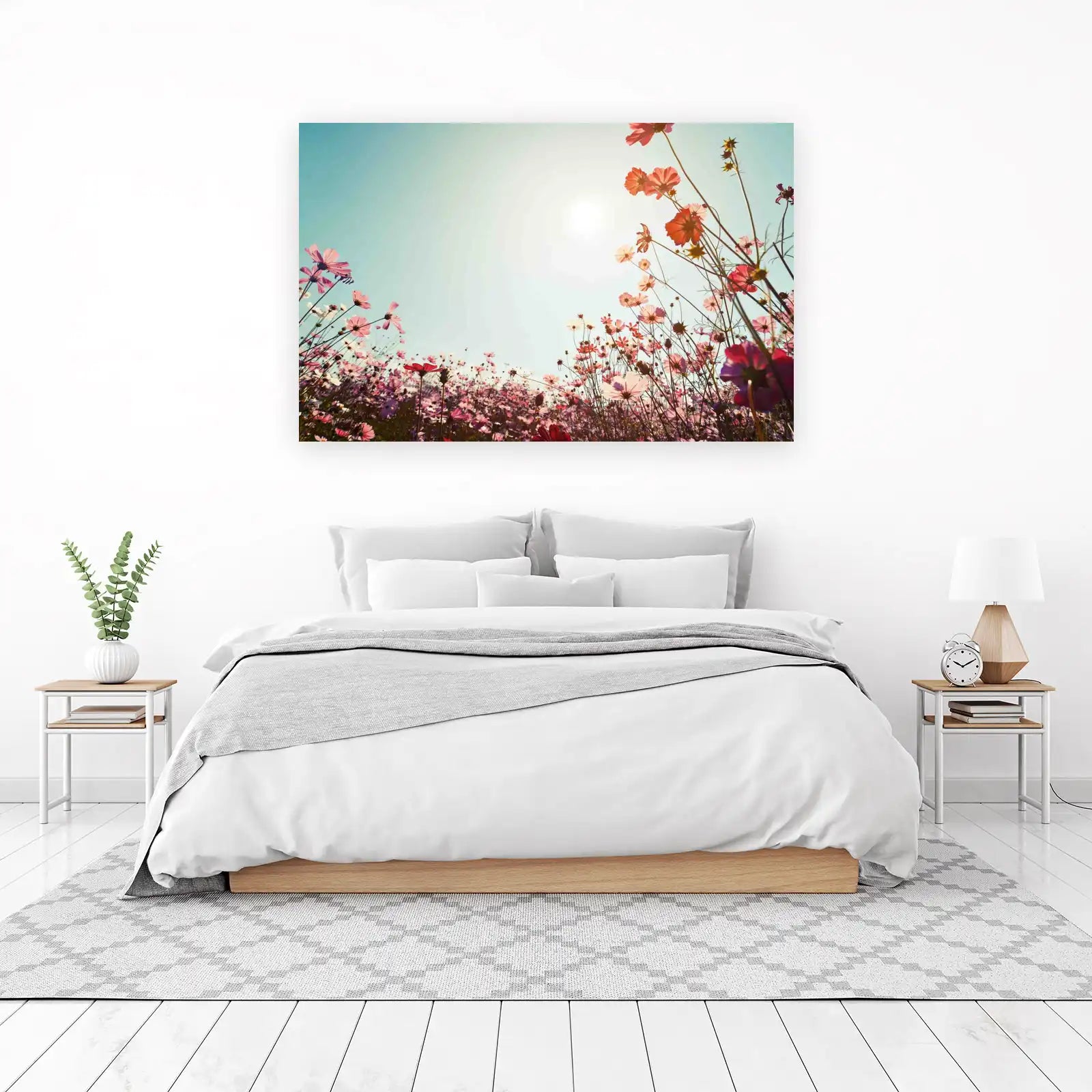 Vibrant Floral Field Sunset Wall Art