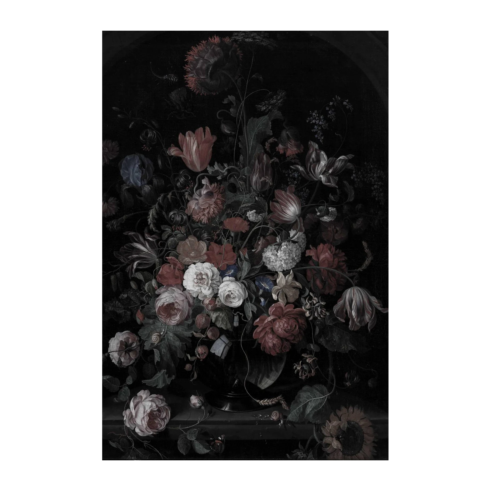 Dark Floral Still Life Baroque Wall Art