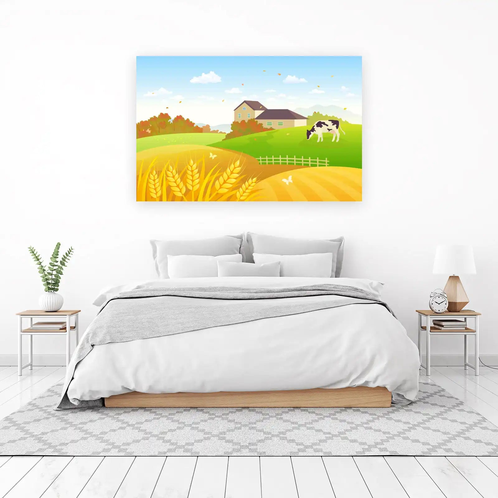 Golden Harvest Farm & Cow Wall Art