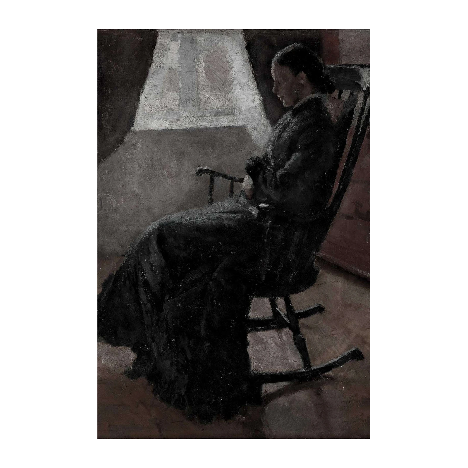 Serene Solitude Woman Rocking Chair Wall Art