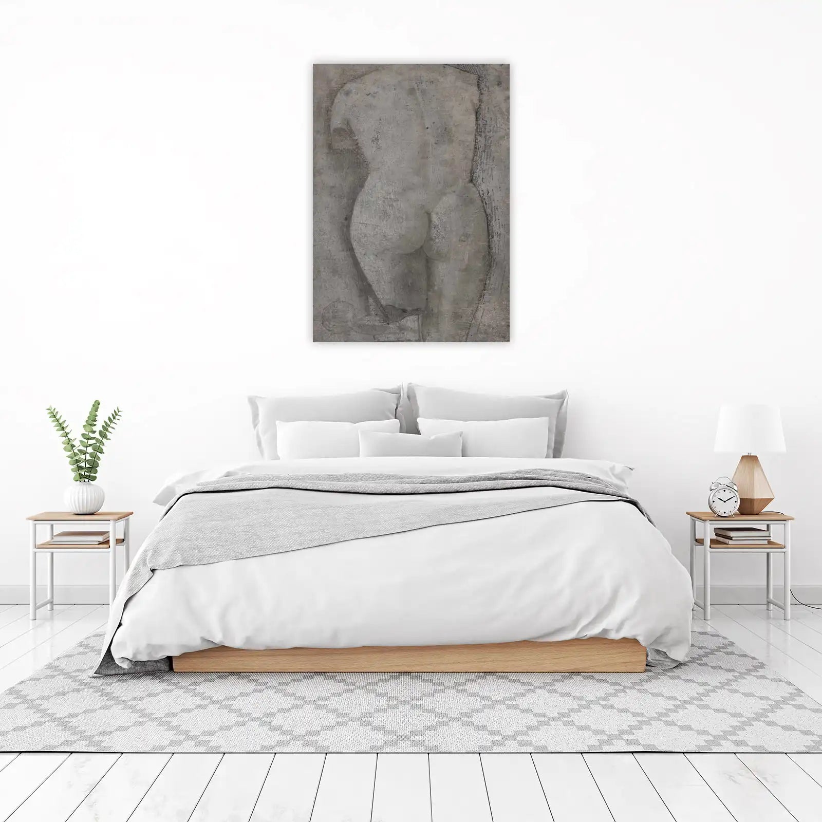 Elegant Torso Charcoal Study Wall Art