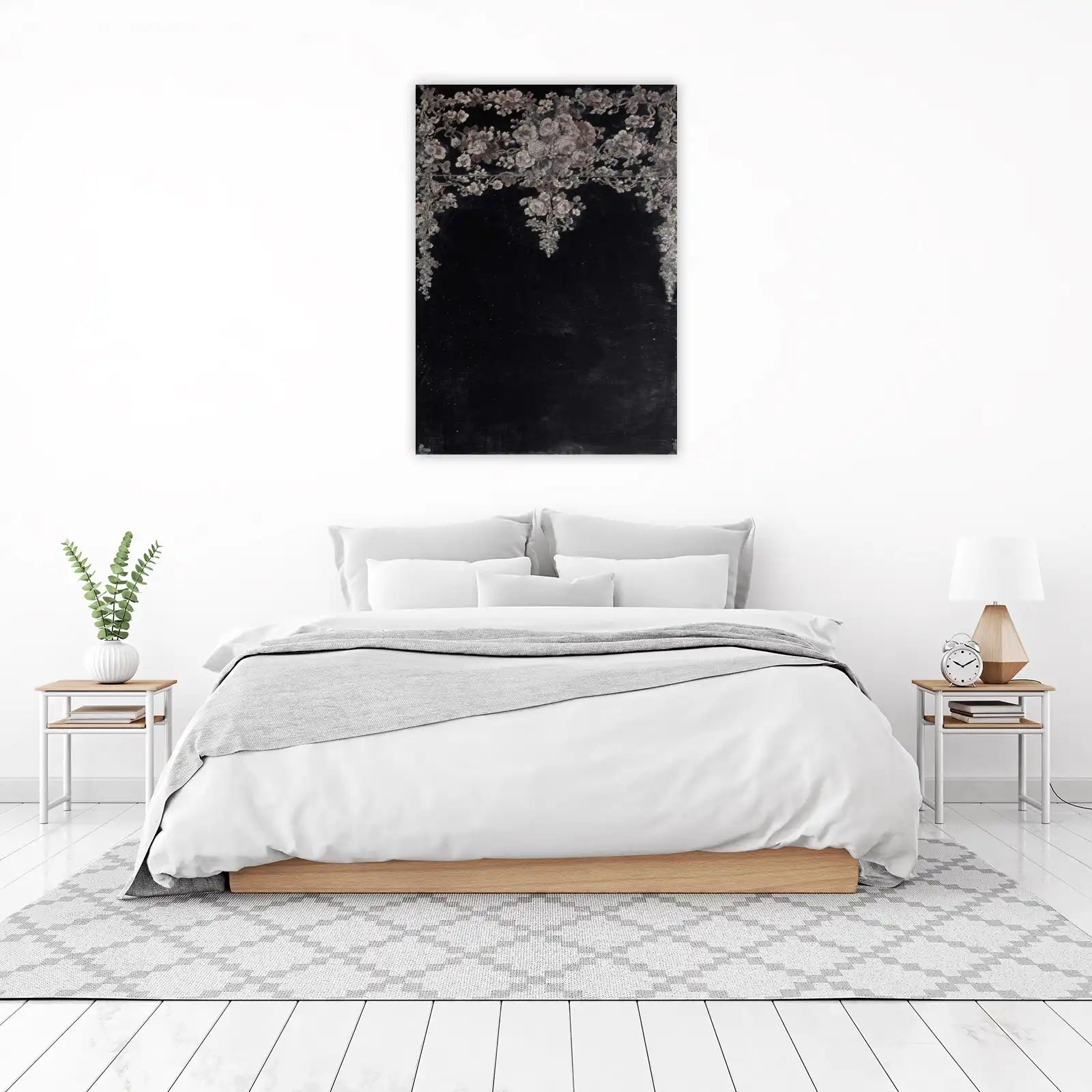 Elegant Floral Arch Black Wall Art