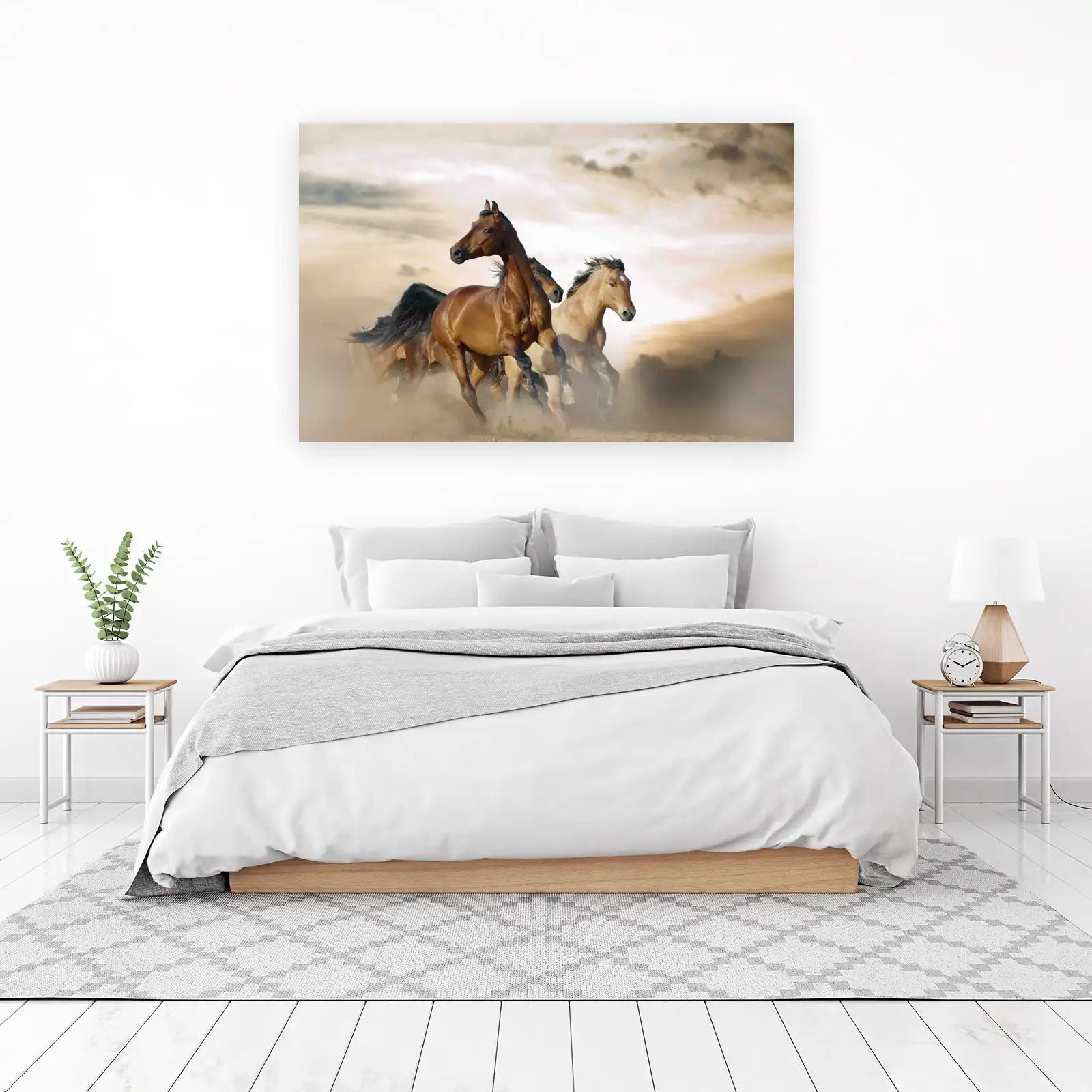 Majestic Horses Galloping Desert Wall Art